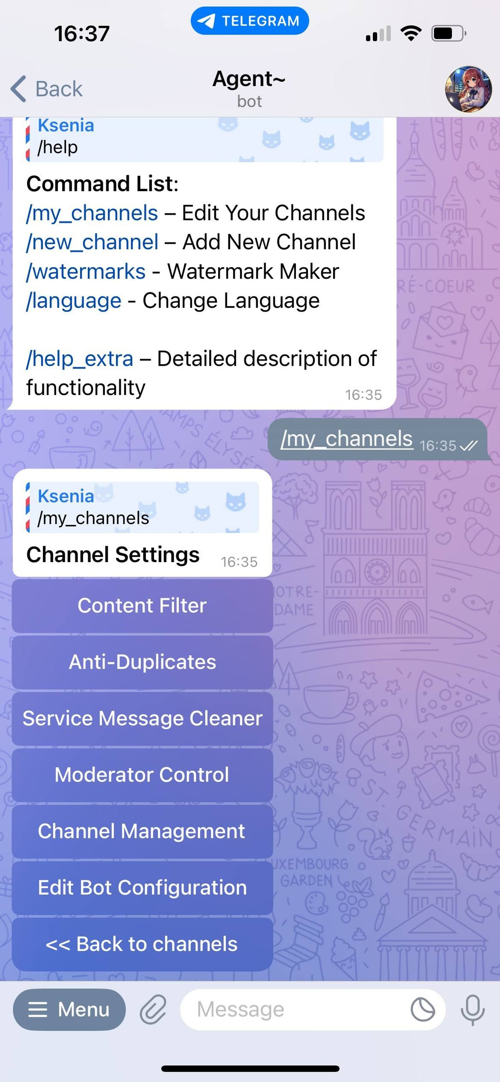 Agent~ Telegram Screenshot 1