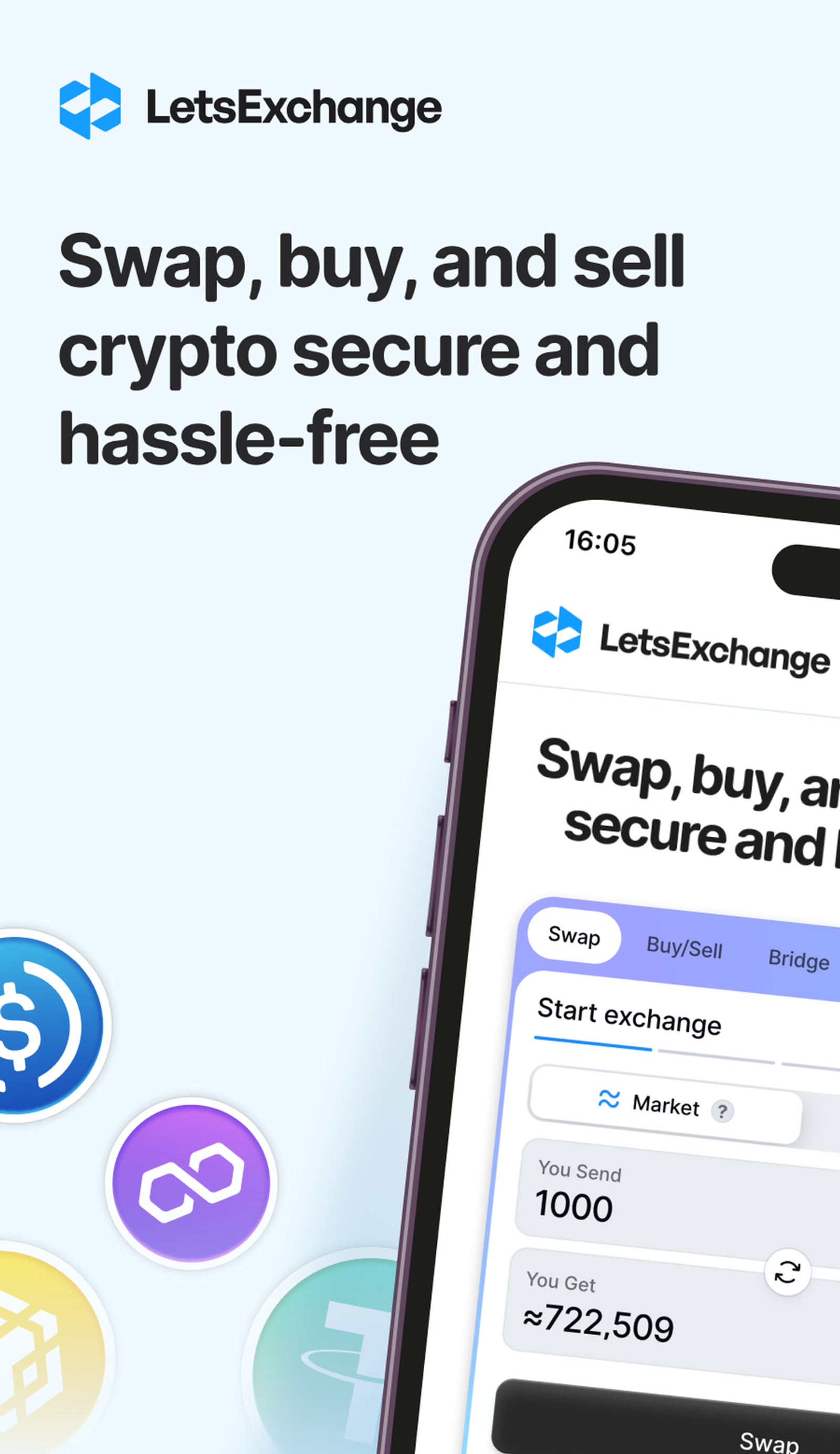 LetsExchange.io в Телеграм — скриншот 1