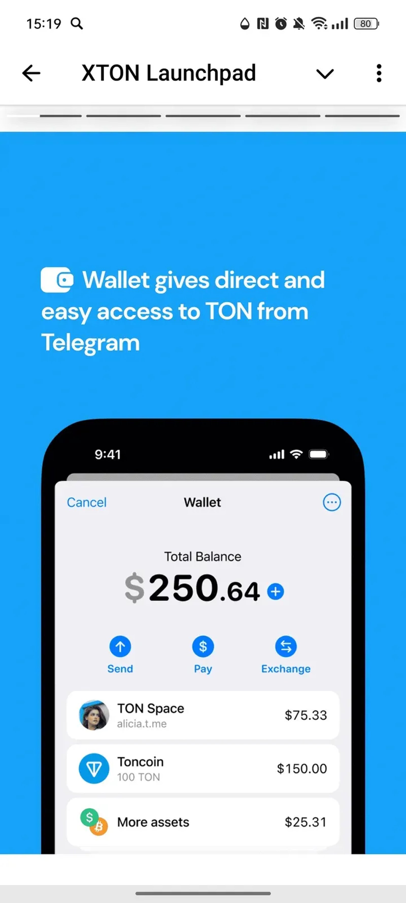 XTON Launchpad в Телеграм — скриншот 4