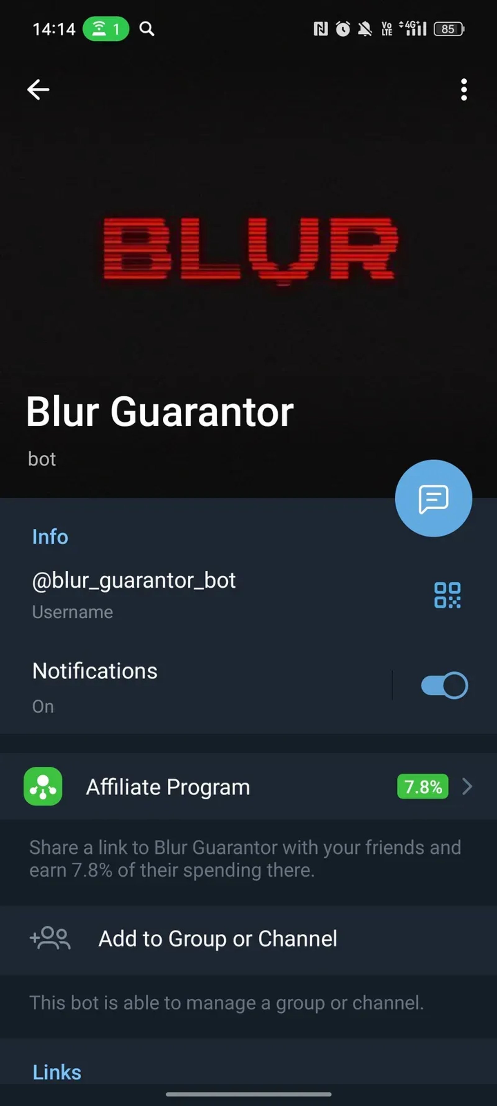 Blur Guarantor в Телеграм — скриншот 3