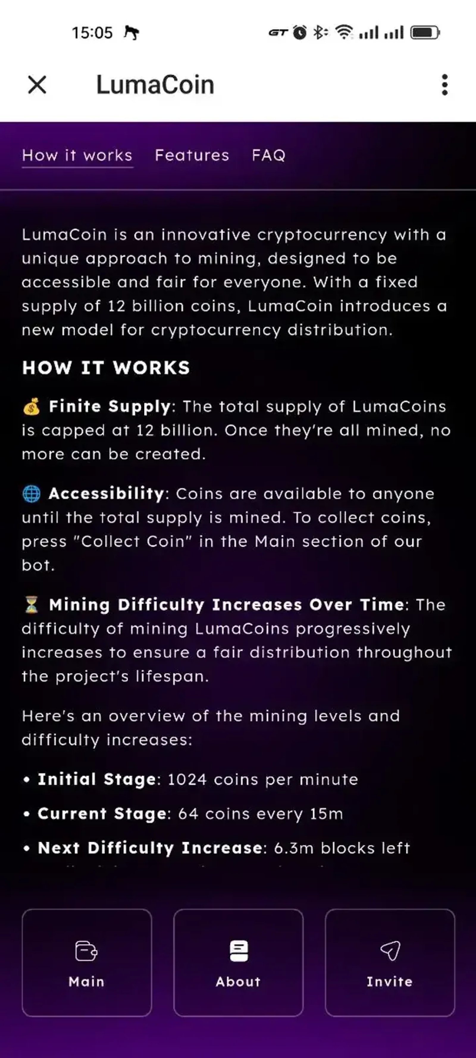 LumaCoin в Телеграм — скриншот 5
