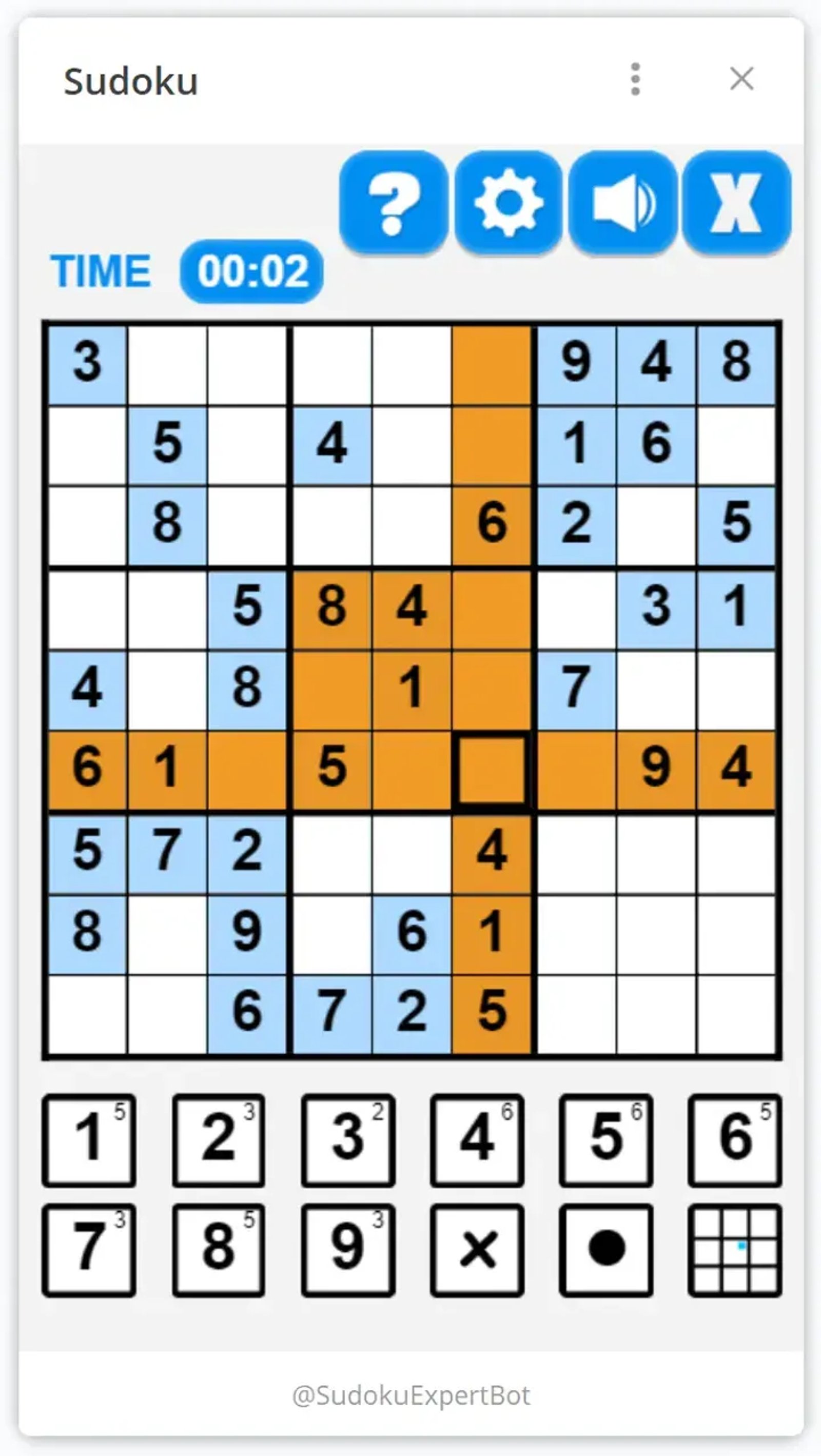 @sudokuexpertbot Telegram Screenshot 1