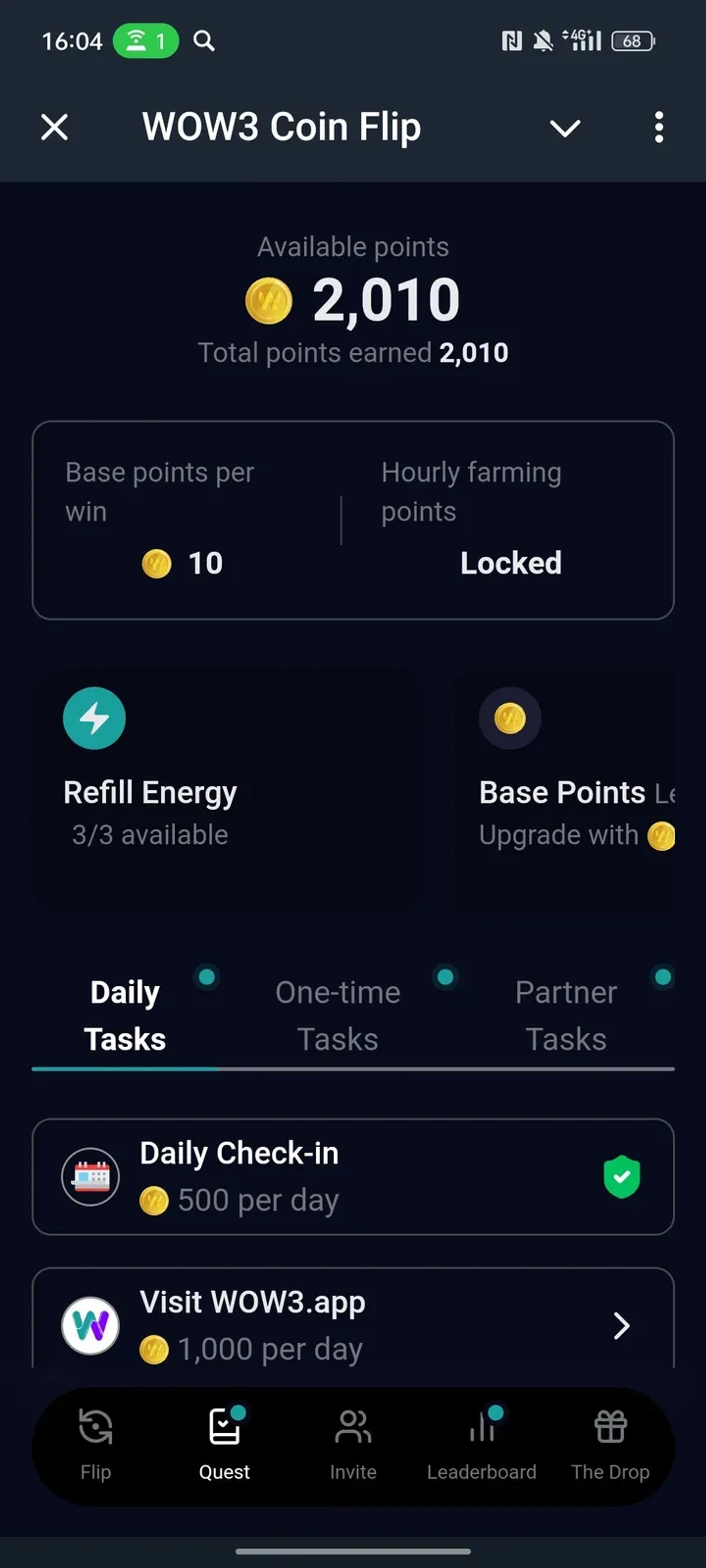 WOW3 Coin Flip в Телеграм — скриншот 2