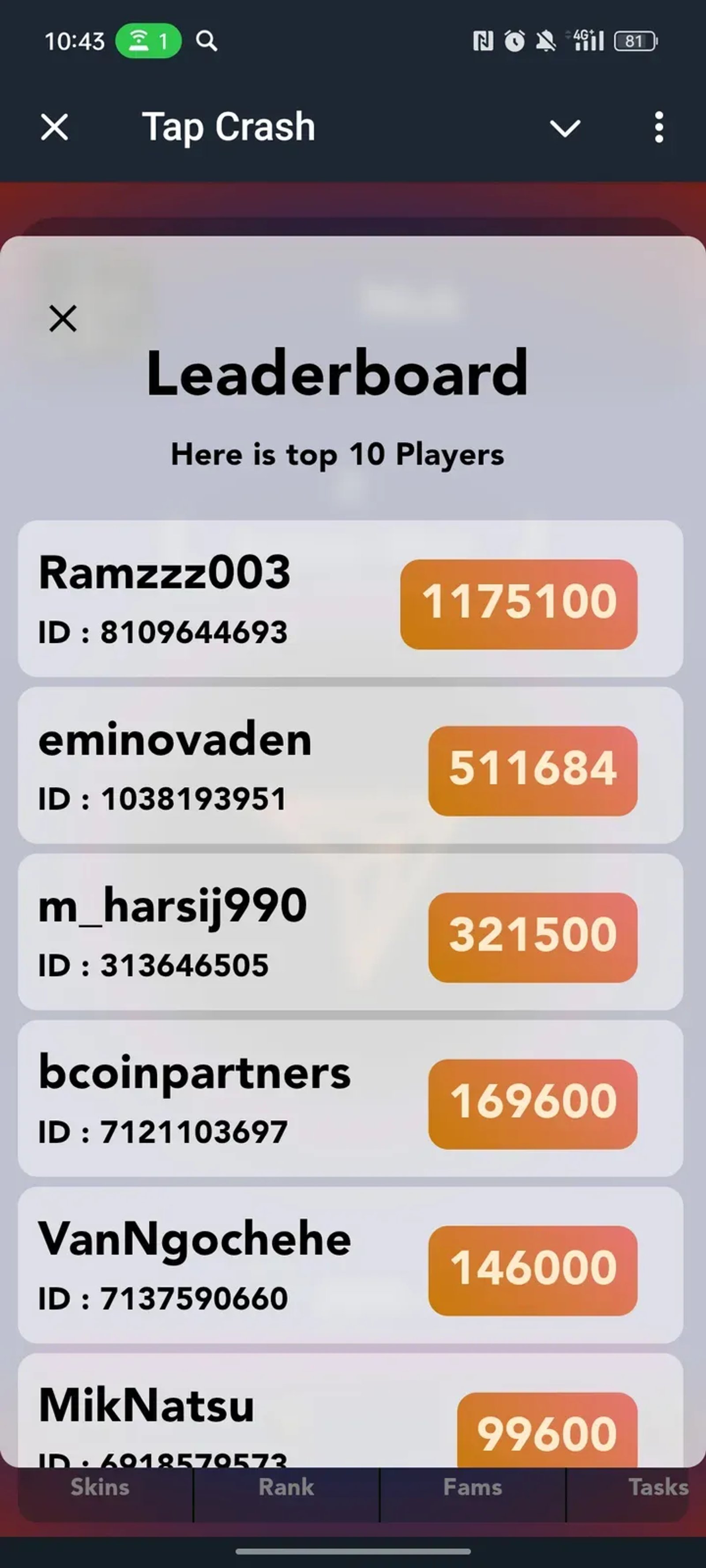 Tap Crash в Телеграм — скриншот 2