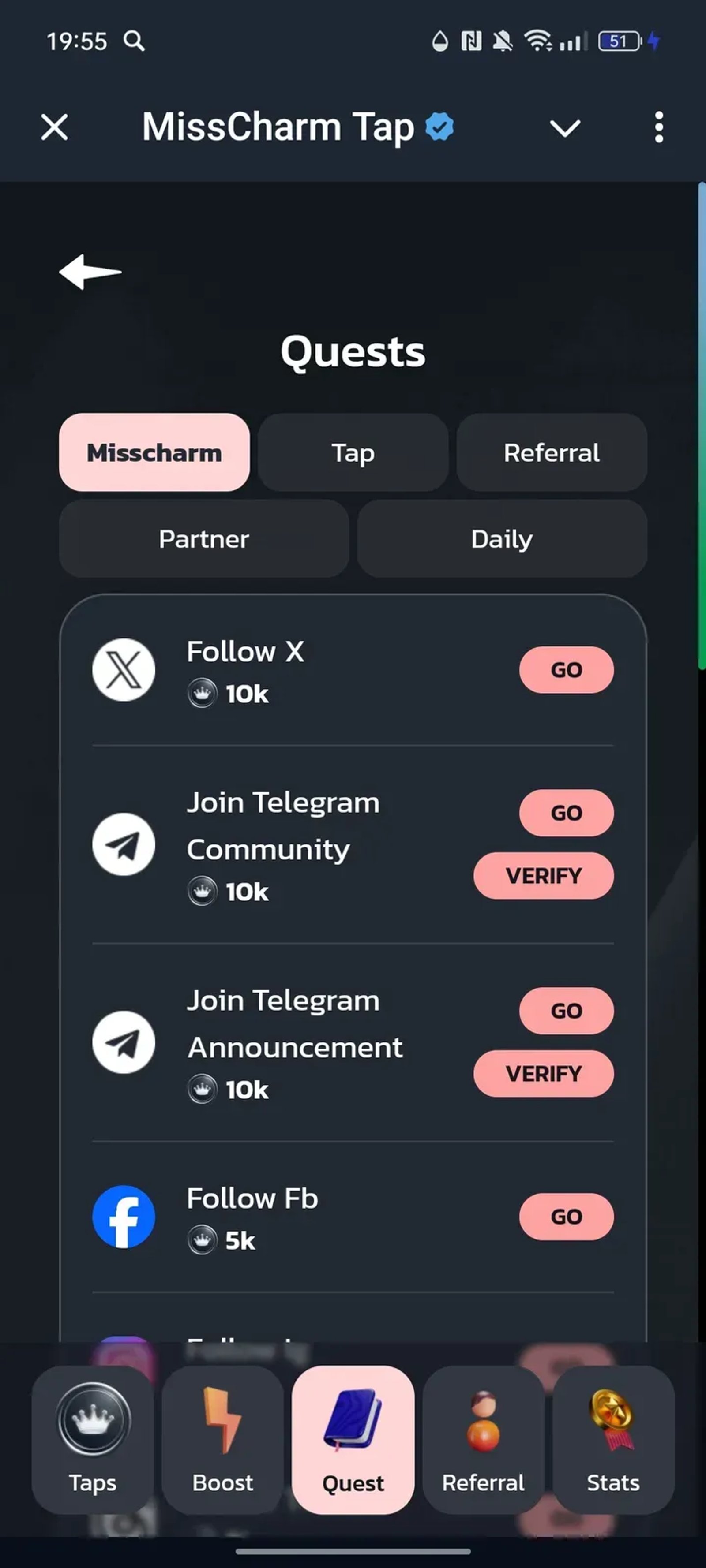 MissCharm Tap в Телеграм — скриншот 3