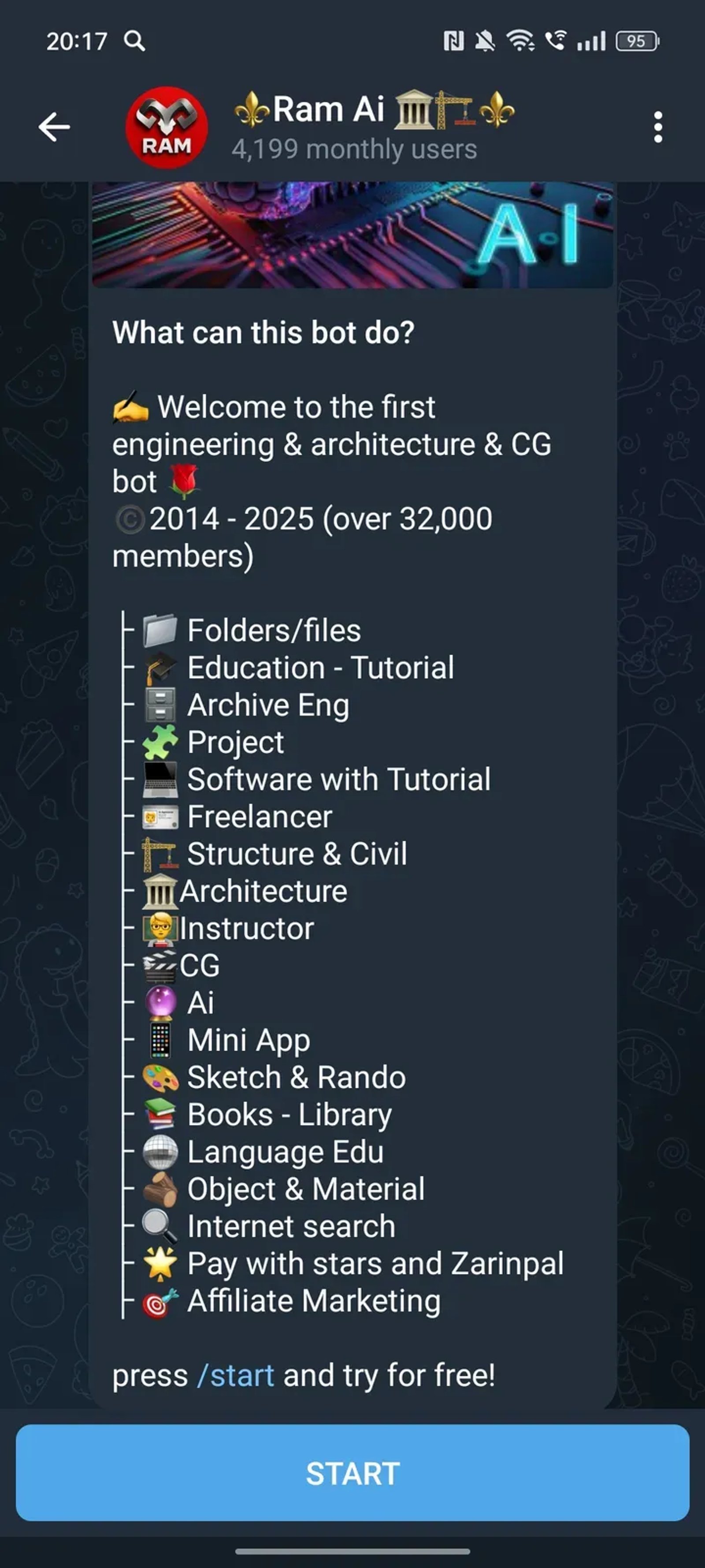 ⚜️Ram Ai 🏛🏗⚜️ в Телеграм — скриншот 1
