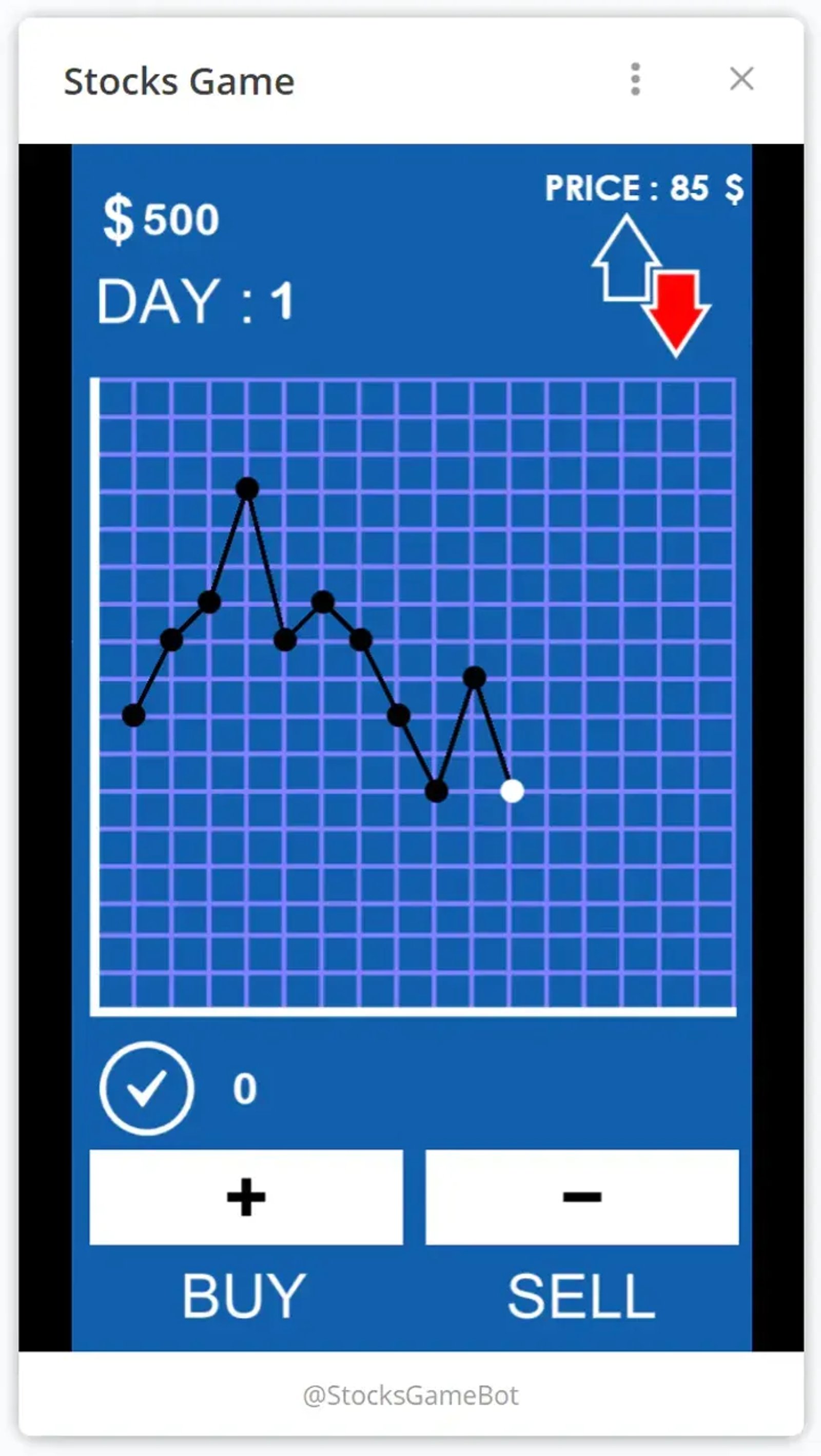 Stocks Game в Телеграм — скриншот 1