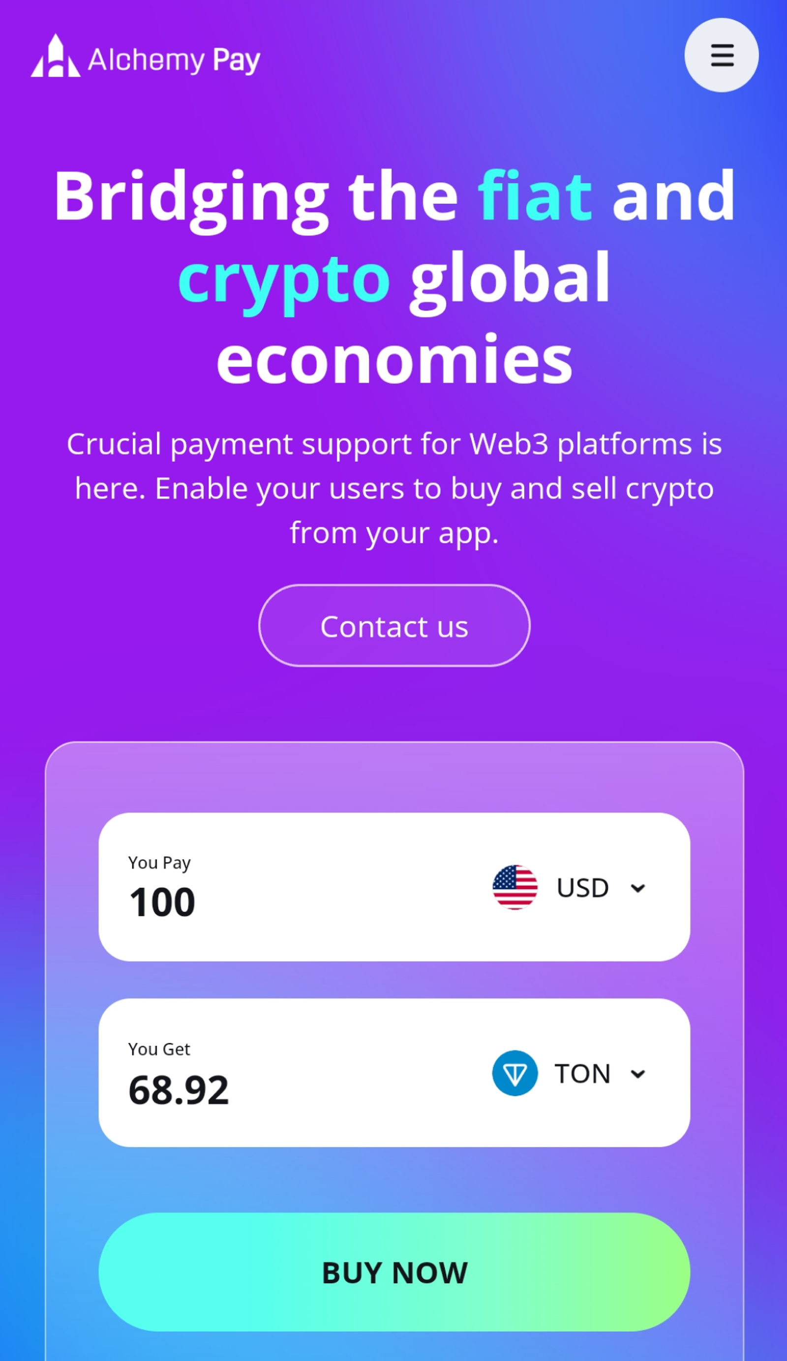 Alchemy Pay в Телеграм — скриншот 1