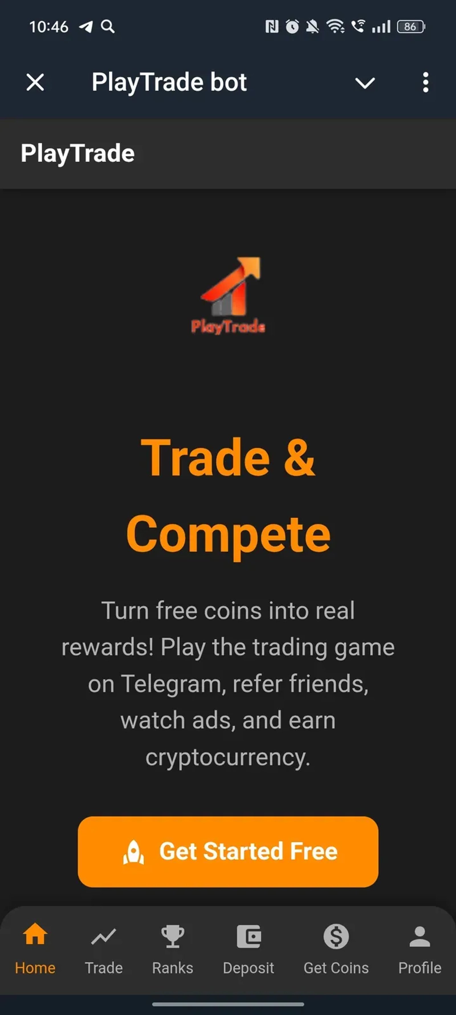 PlayTrade bot в Телеграм — скриншот 1