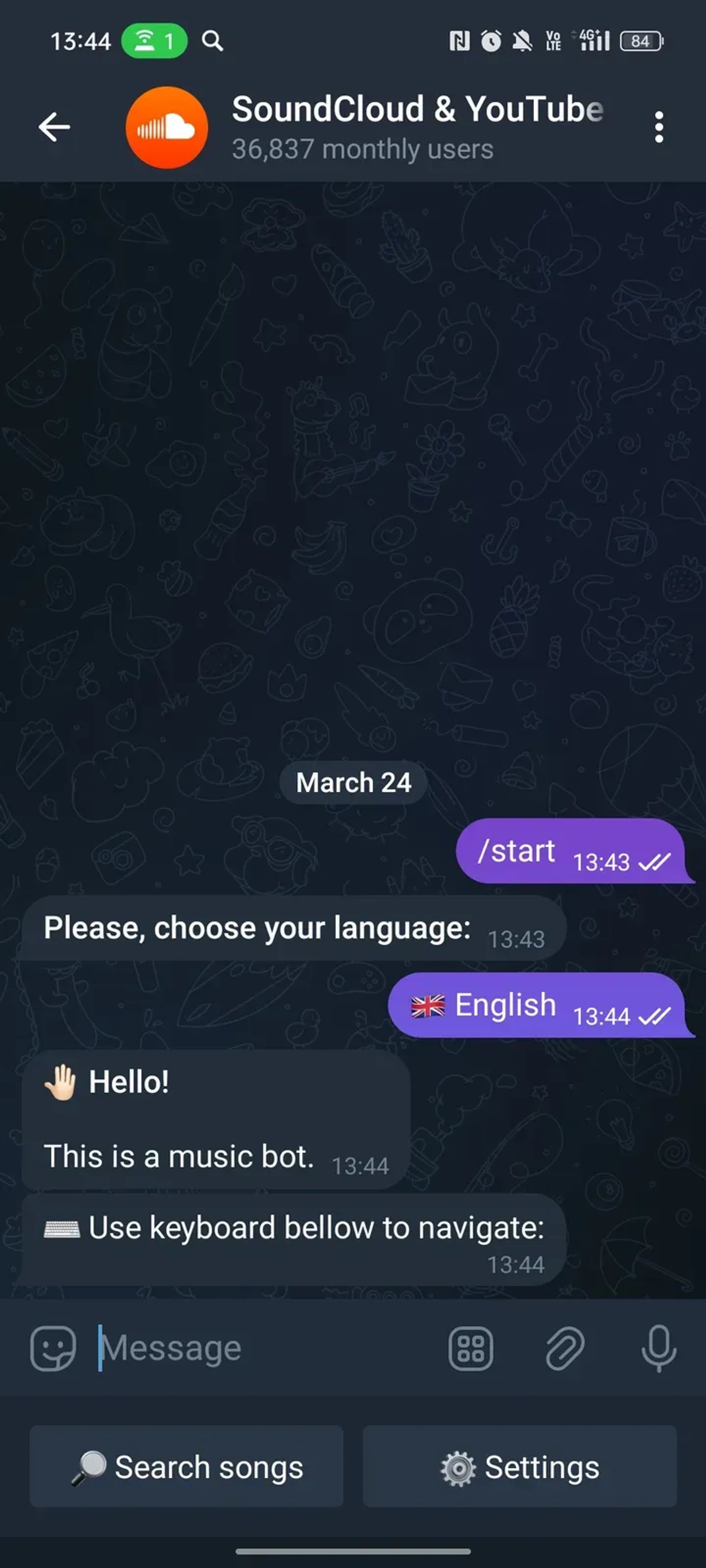 SoundCloud & YouTube Music в Телеграм — скриншот 2