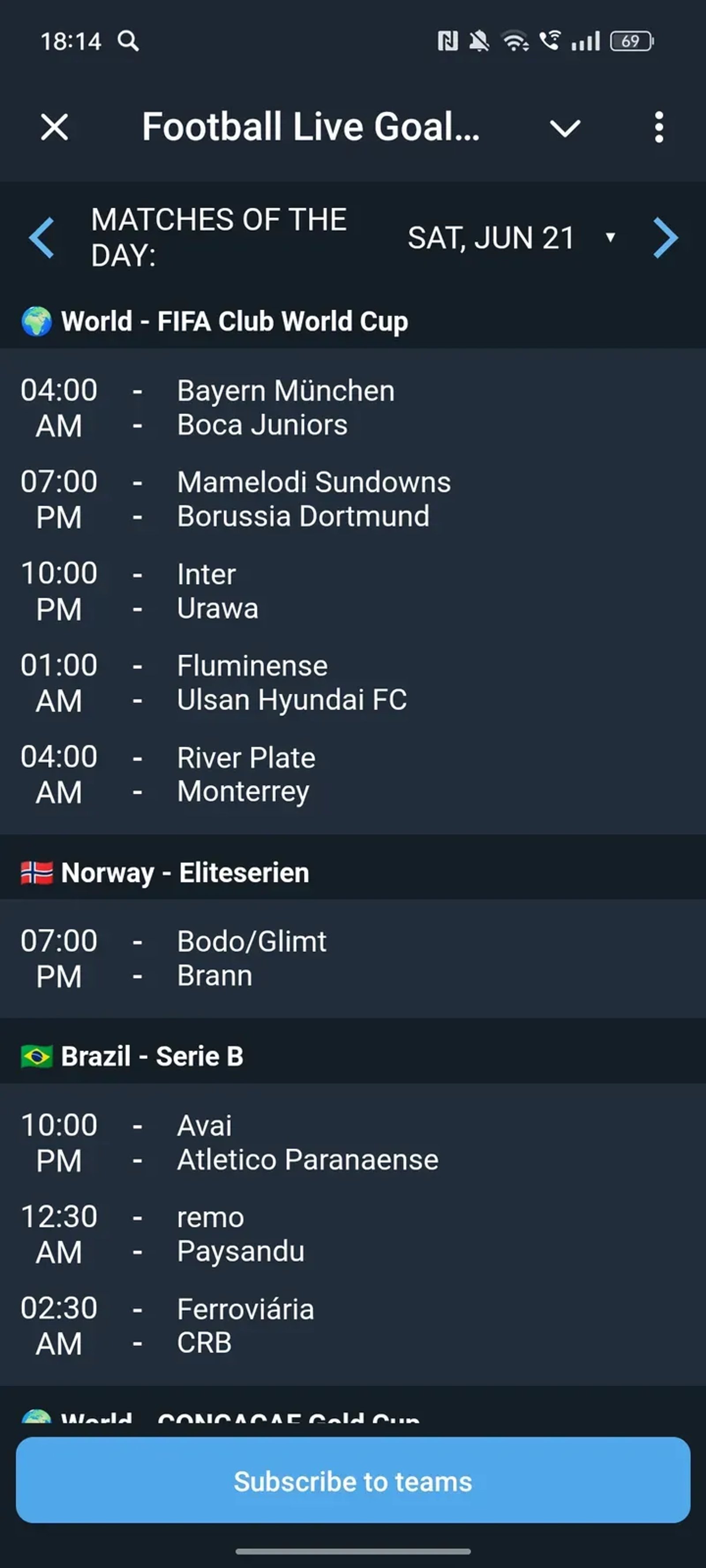 Football Live Goals Bot в Телеграм — скриншот 3