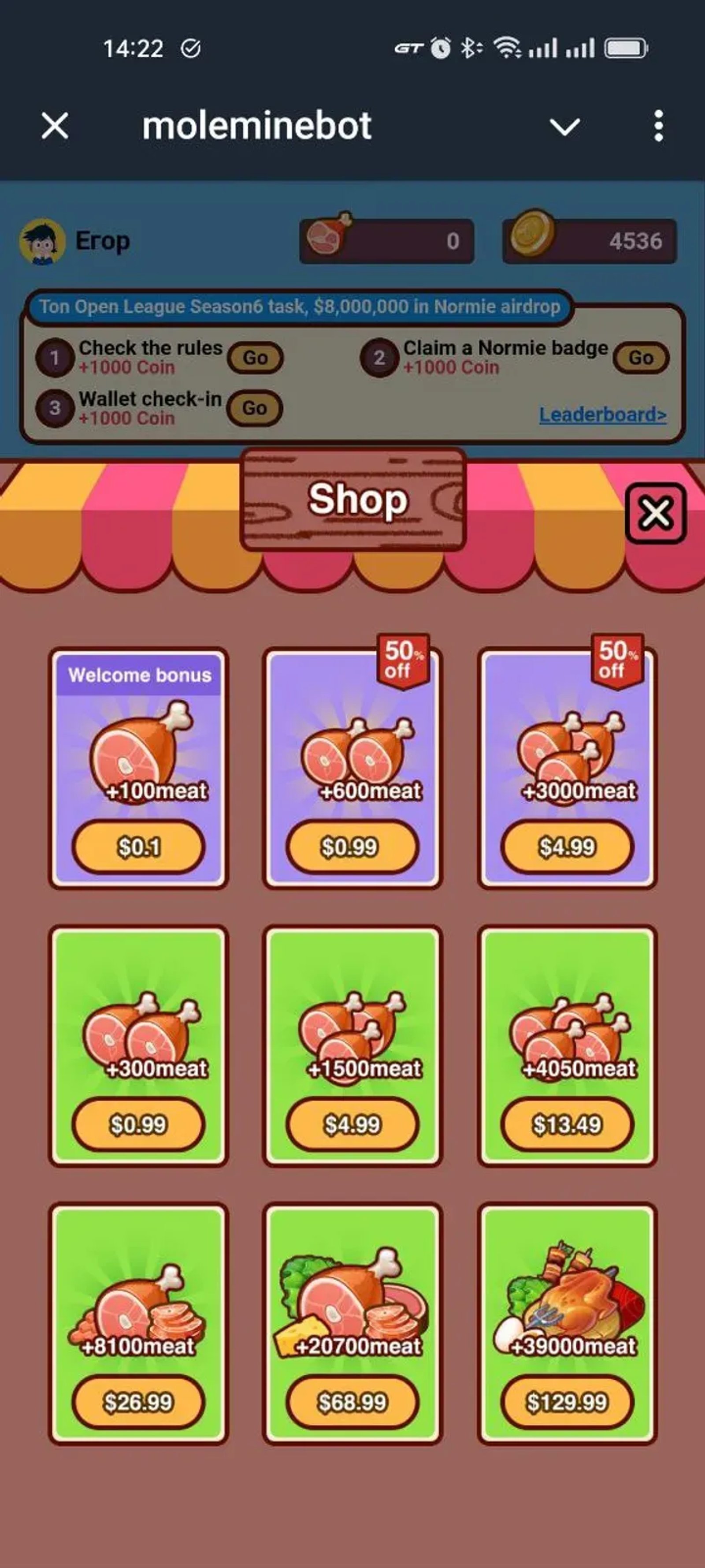 moleminebot Telegram Screenshot 2