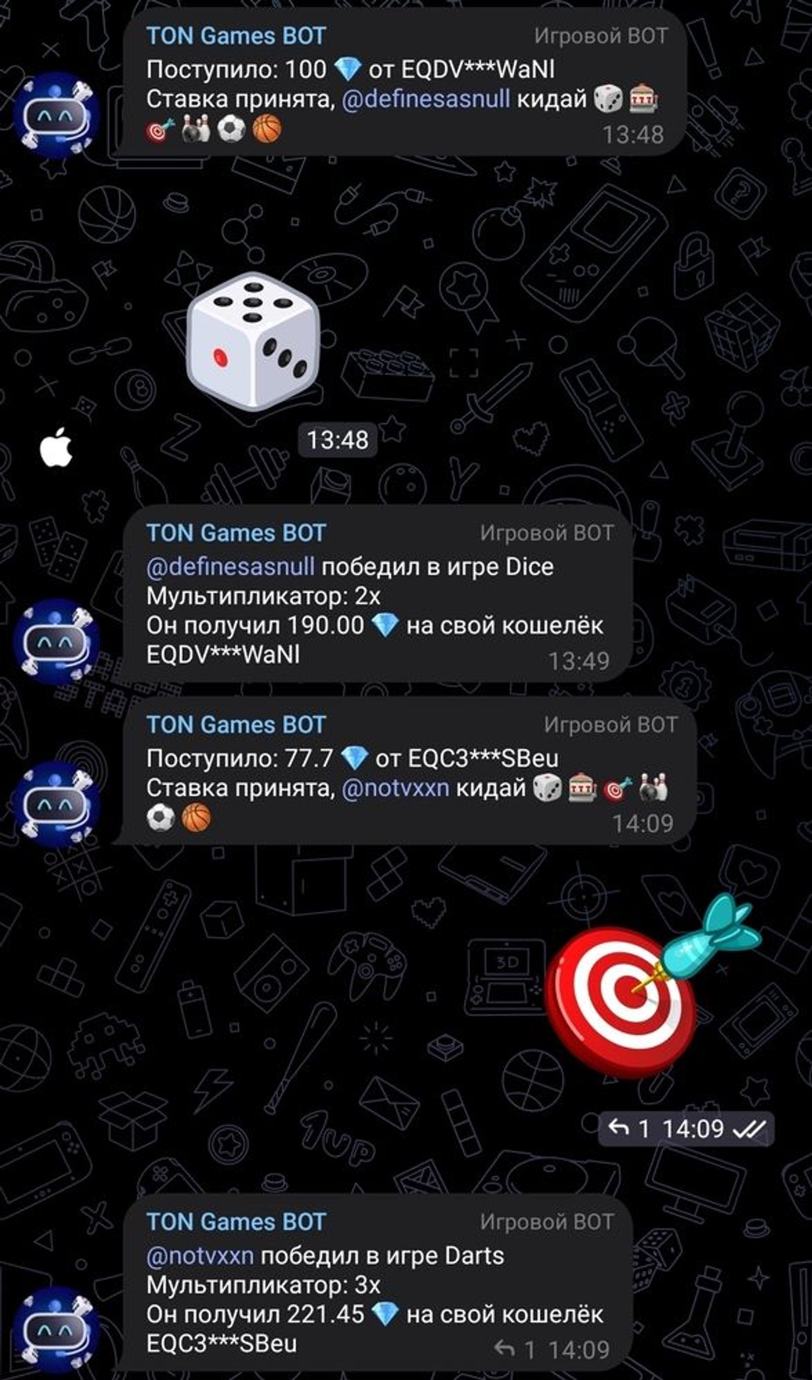 Gambling Bot Telegram Screenshot 2
