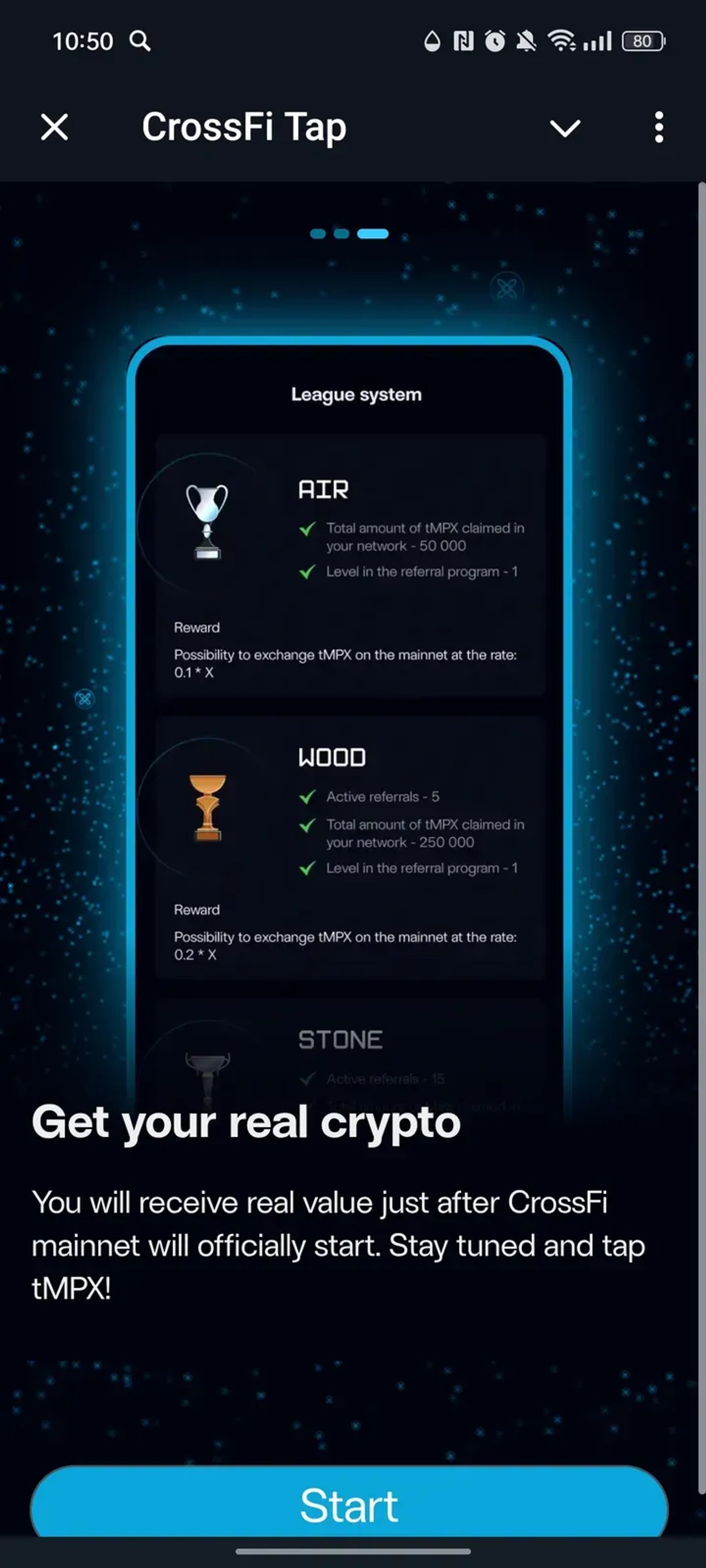 CrossFi Tap в Телеграм — скриншот 3