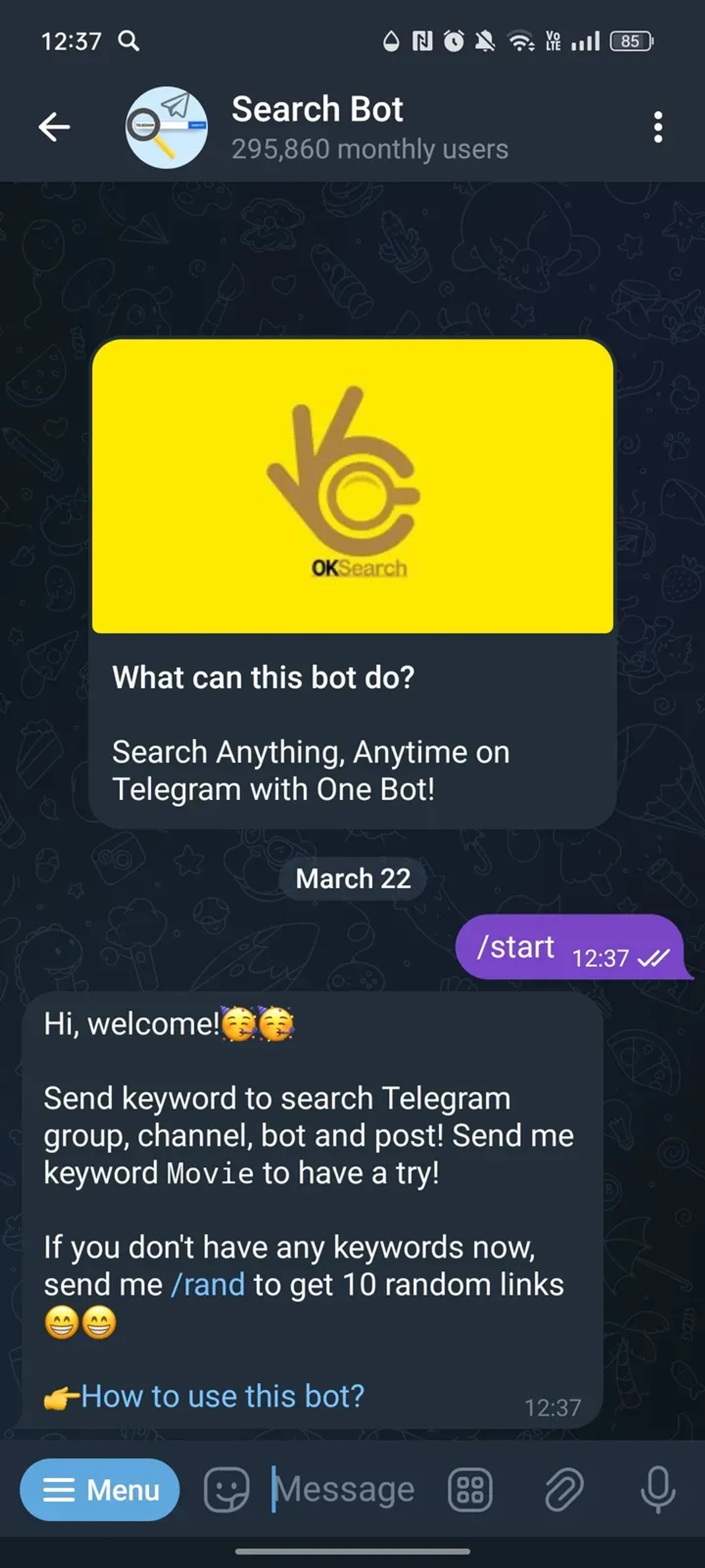 Search Bot в Телеграм — скриншот 1