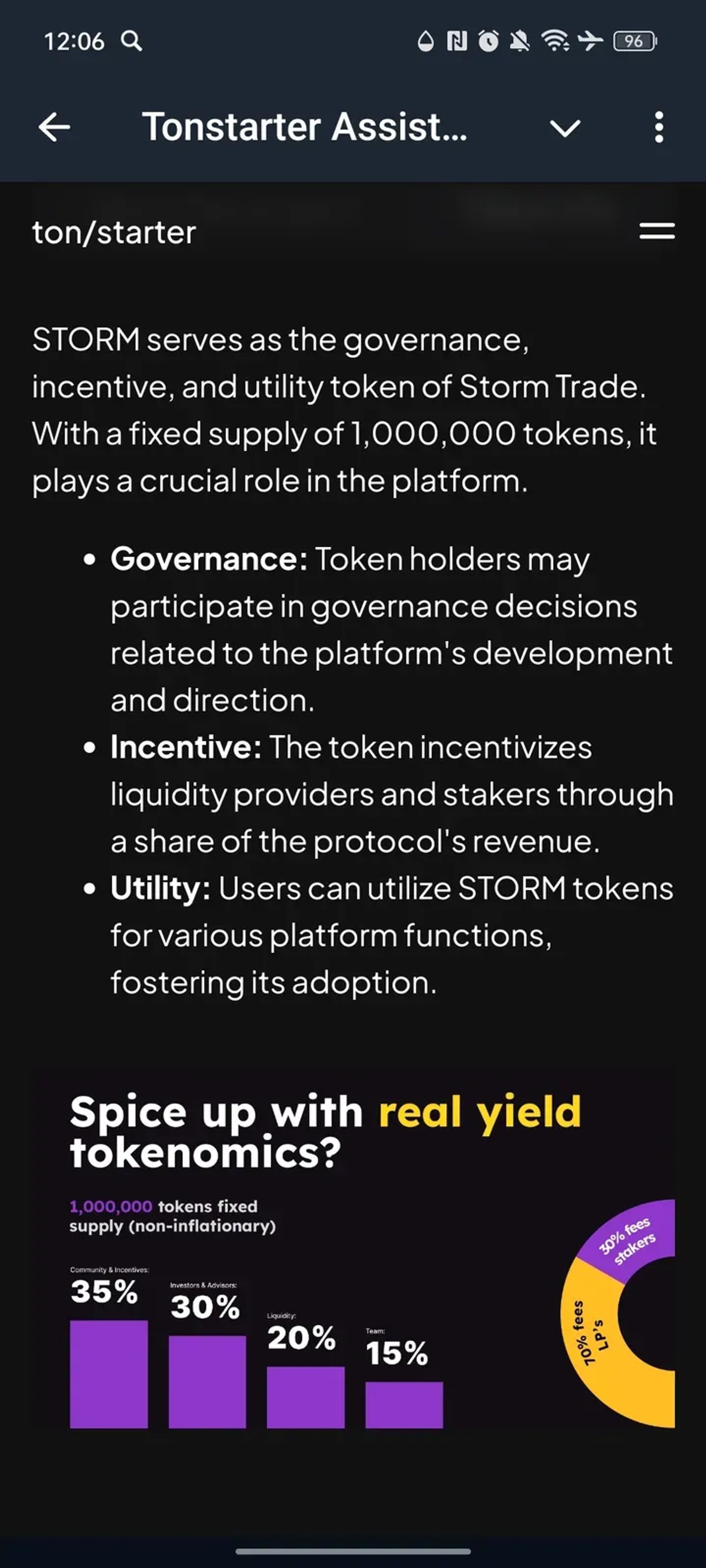 Tonstarter Assistant в Телеграм — скриншот 4