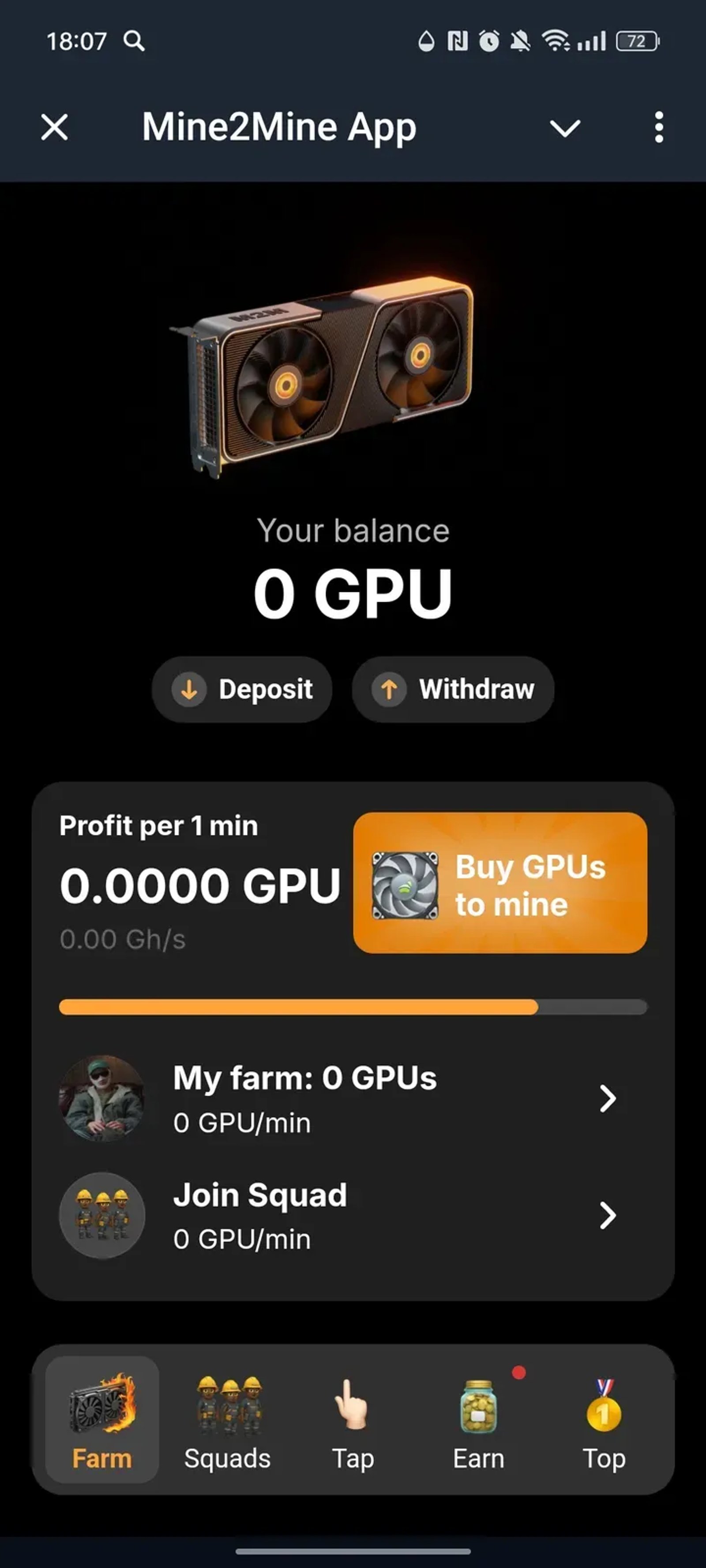 Mine2Mine App в Телеграм — скриншот 1