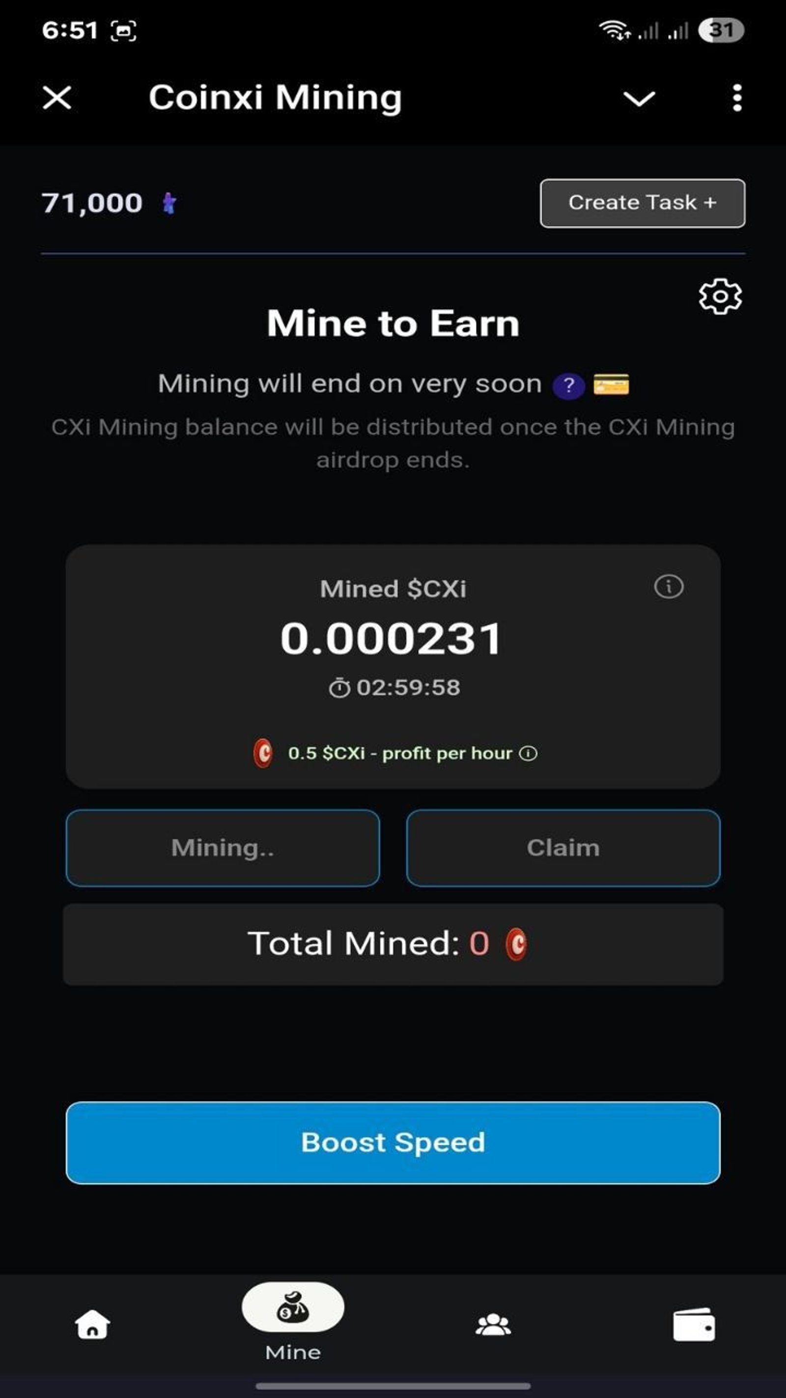 Coinxi Mining в Telegram — скриншот 2