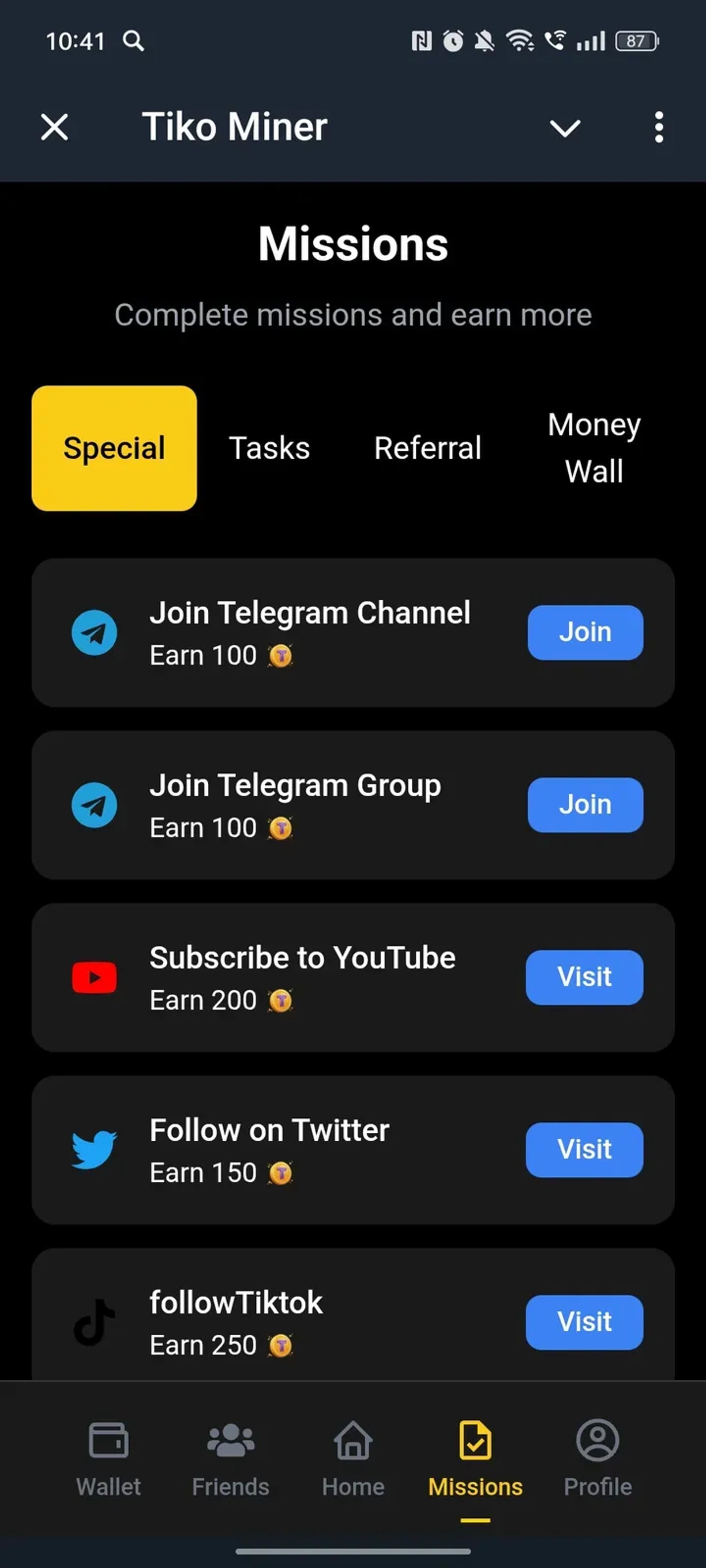 Tiko Miner в Телеграм — скриншот 4