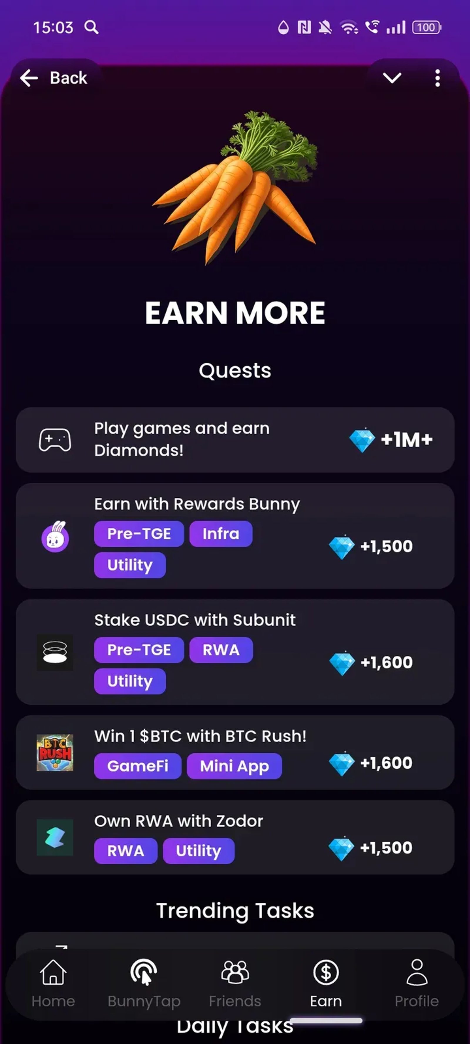 Rewards Bunny Mini App в Телеграм — скриншот 4