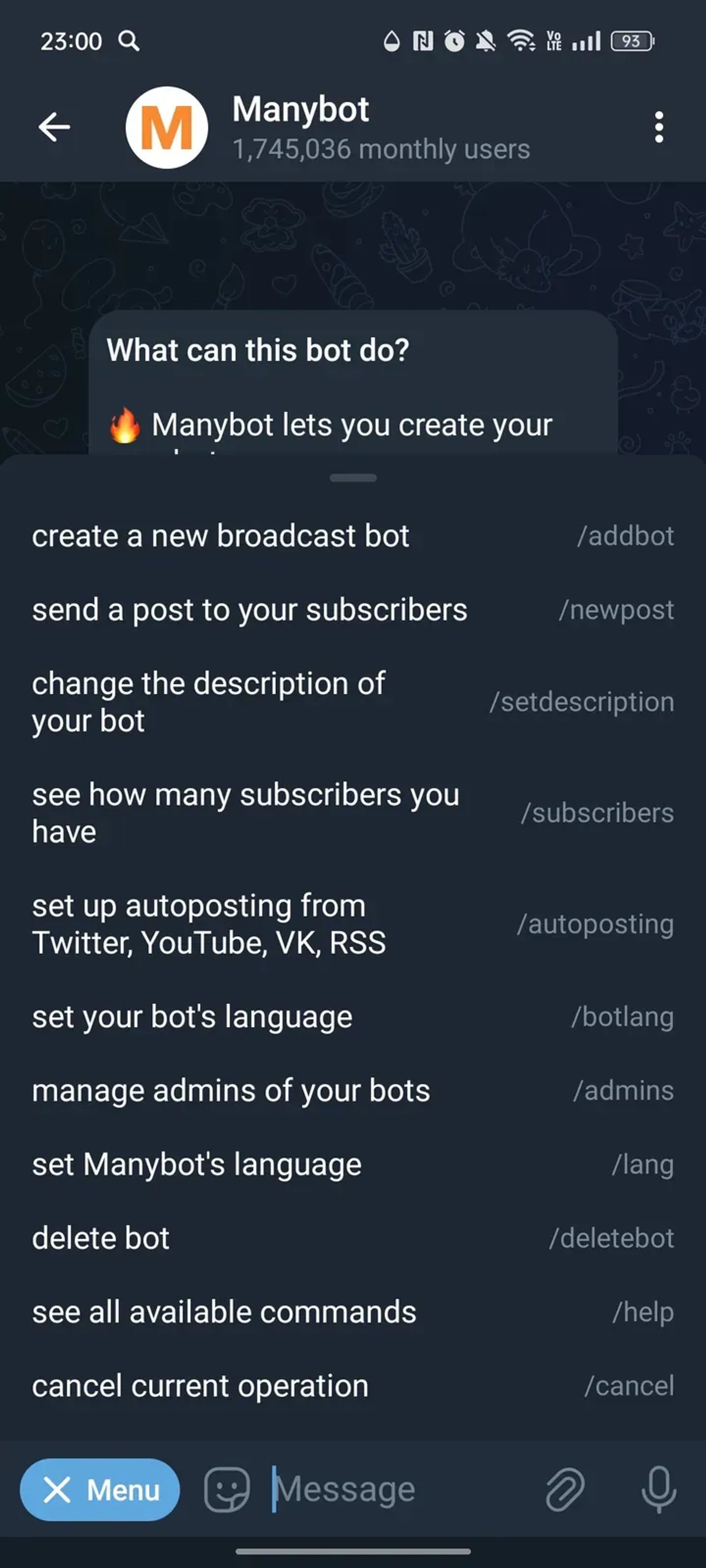 Manybot в Телеграм — скриншот 2