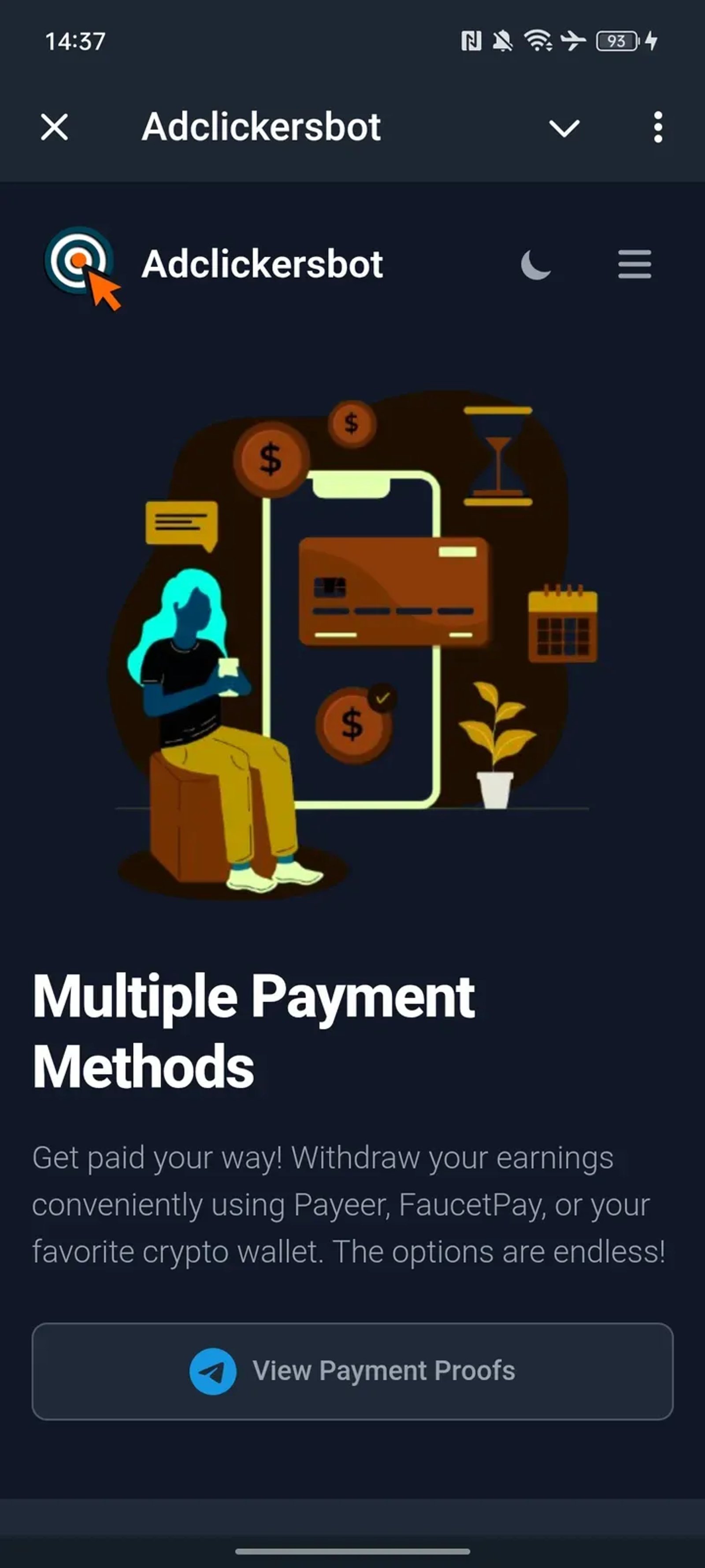 Adclickersbot в Телеграм — скриншот 3