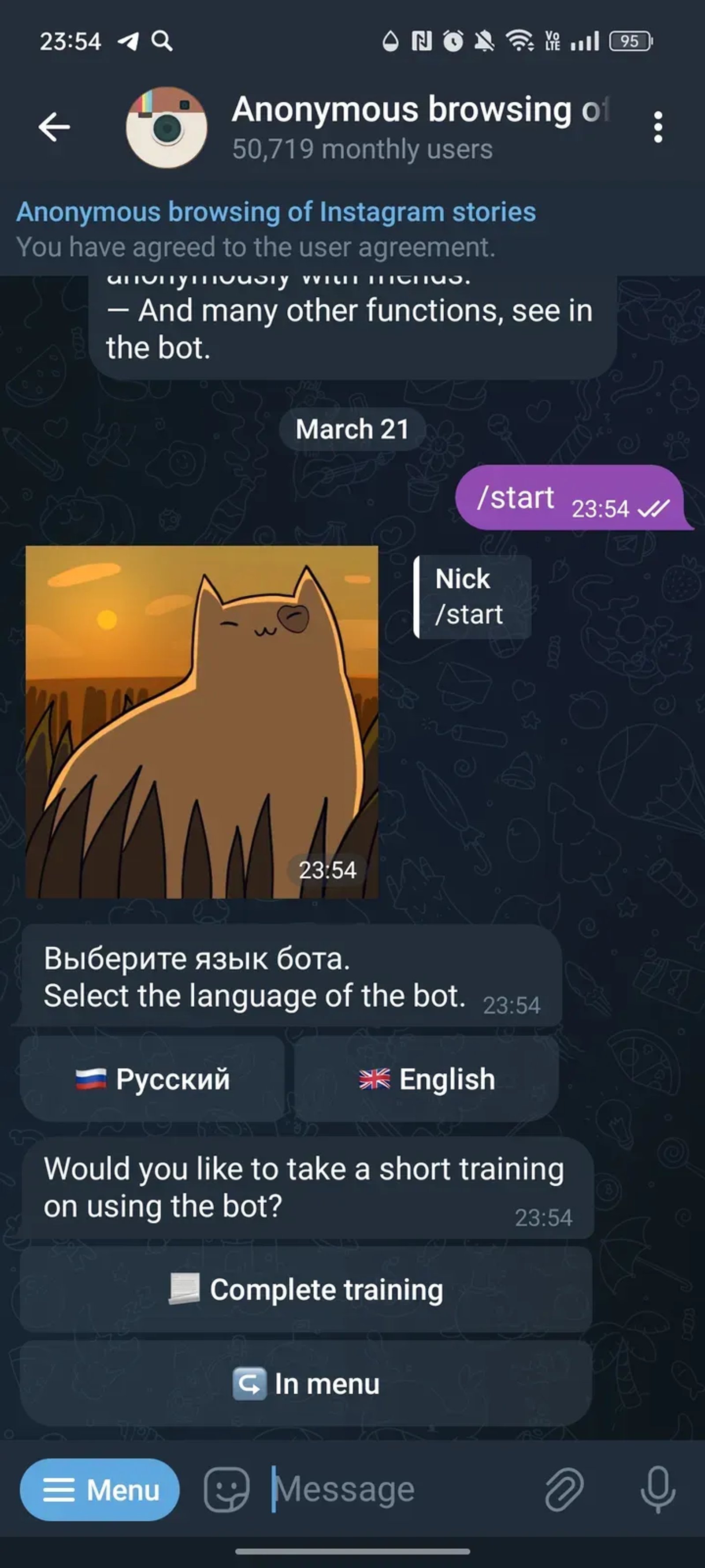 instaanonymbot Telegram Screenshot 2