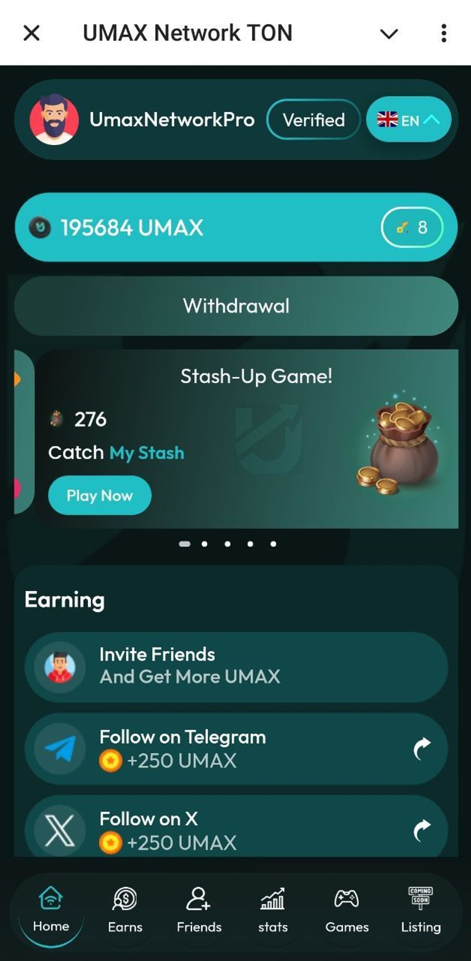 UMAX Network TON Telegram Screenshot 1