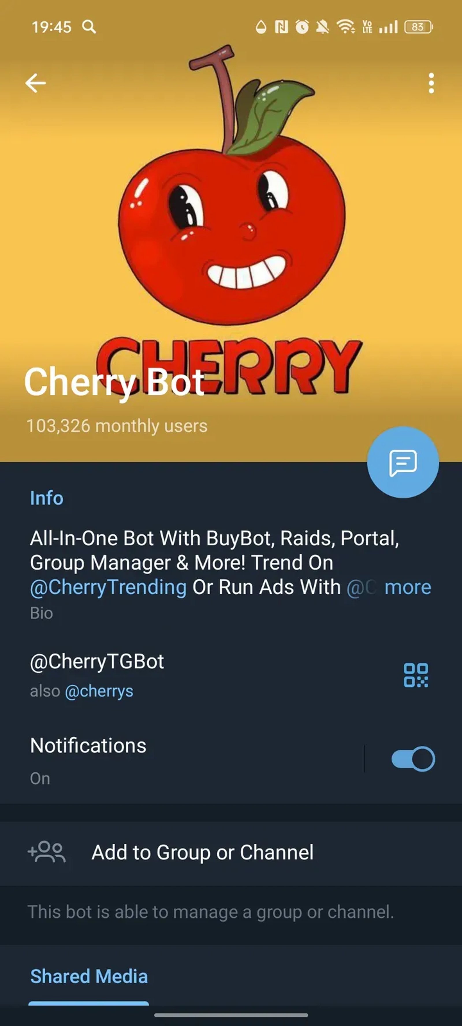 Cherry Bot в Телеграм — скриншот 4