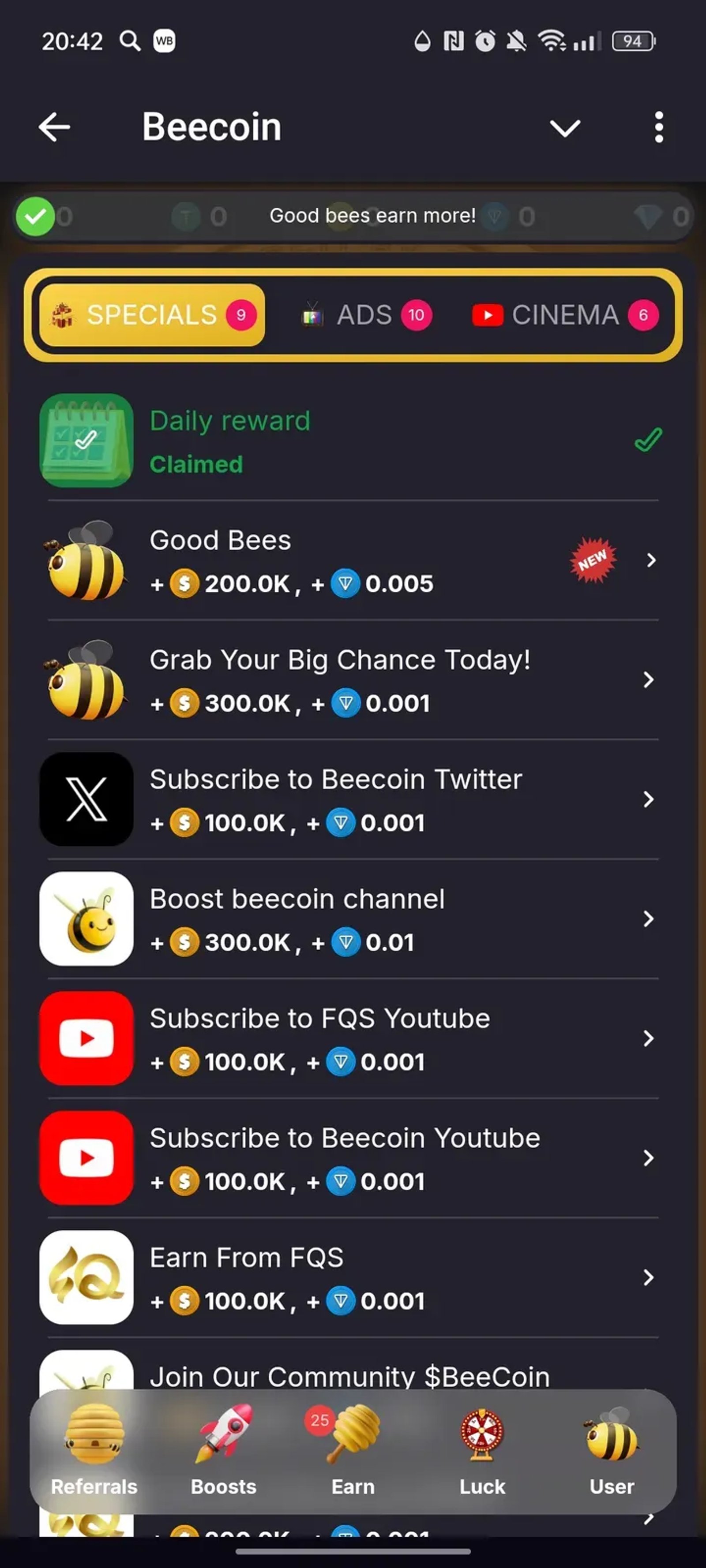 BeeCoin 🐝 в Телеграм — скриншот 3