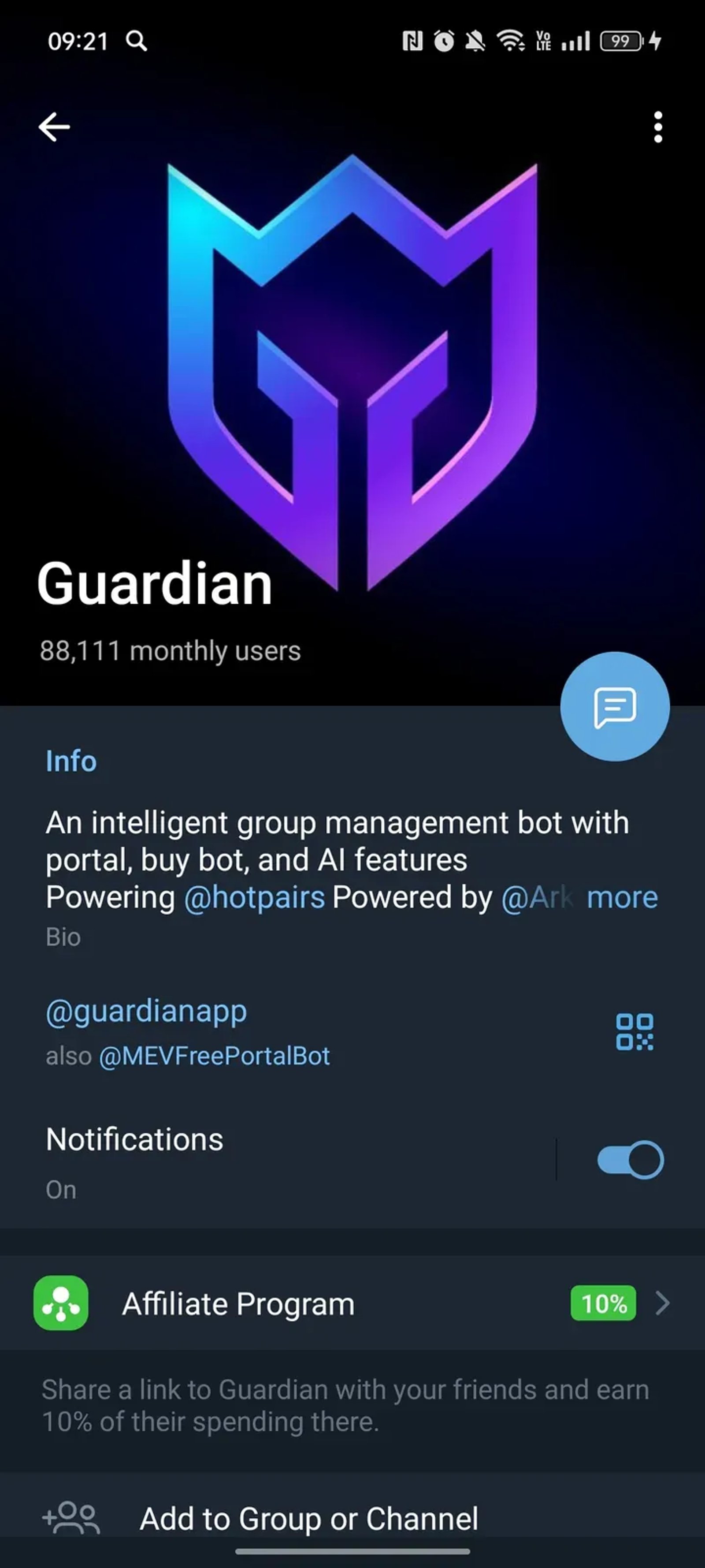 Guardian в Телеграм — скриншот 4