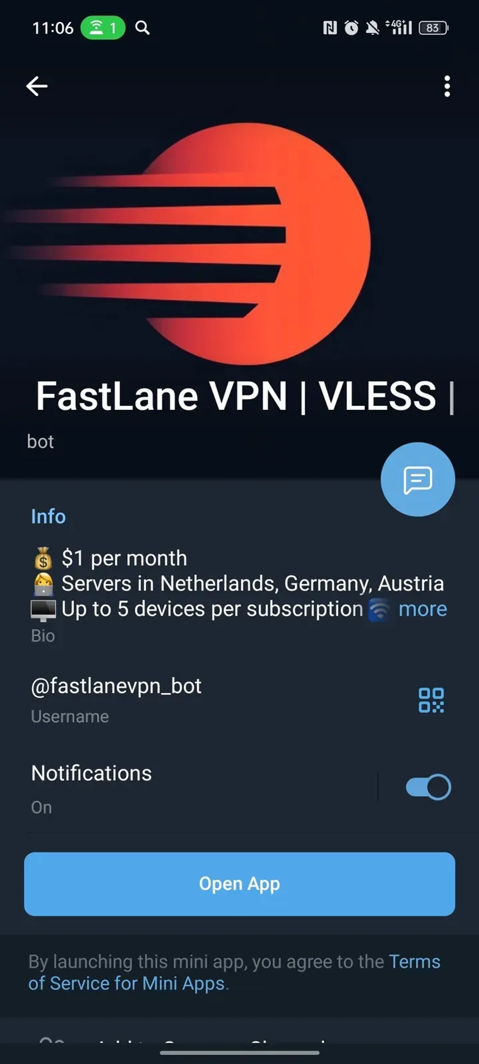 FastLane VPN | VLESS | v2RayTun в Телеграм — скриншот 4