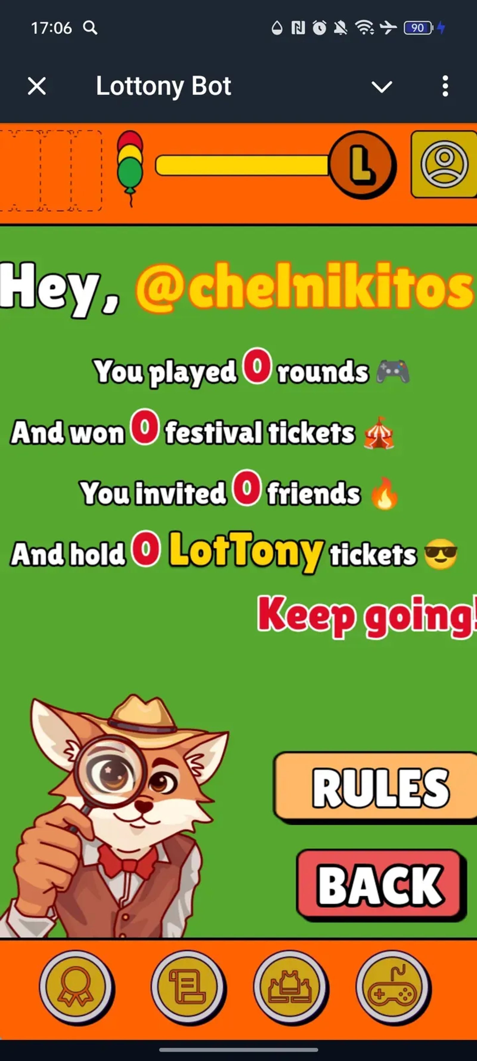 Lottony Bot в Телеграм — скриншот 2