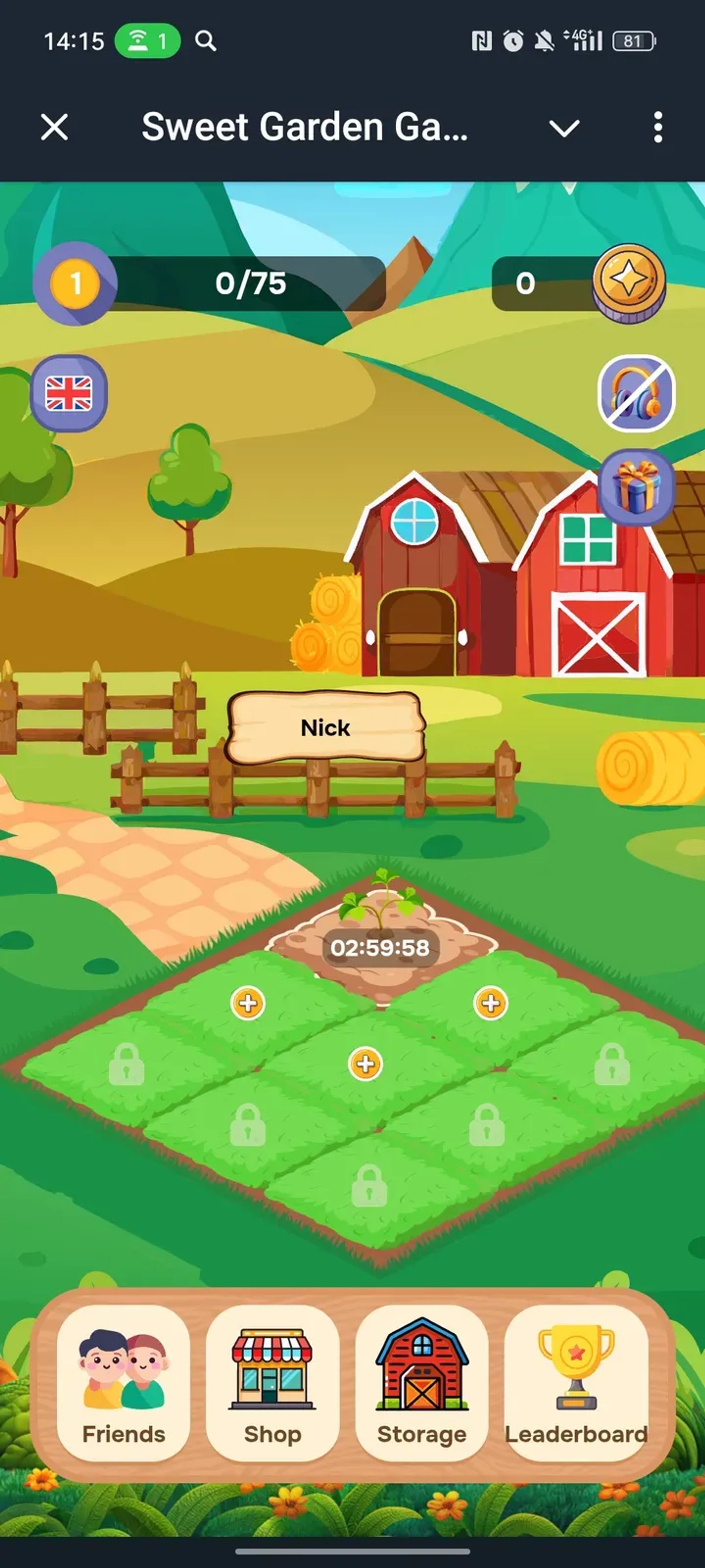 Sweet Garden Game в Телеграм — скриншот 1