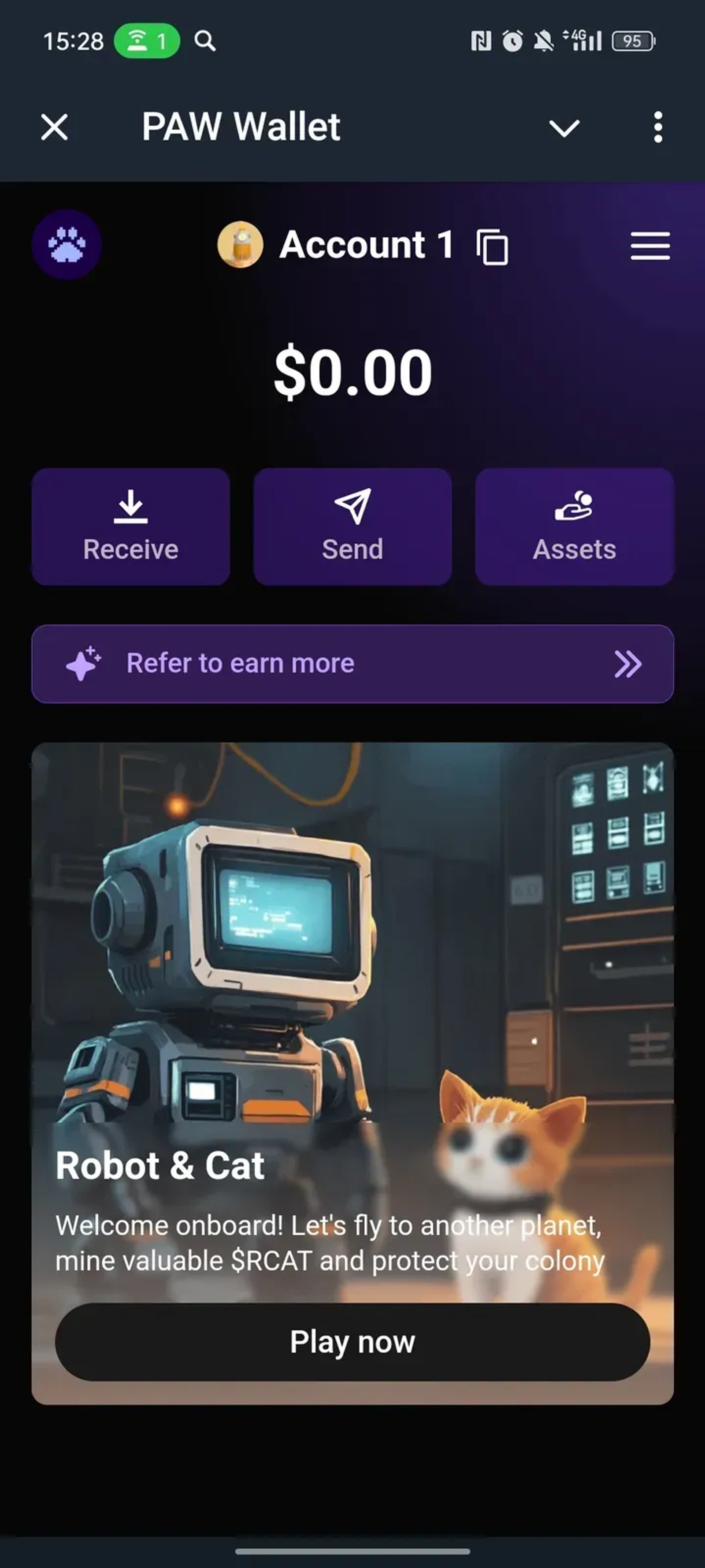 PAW Wallet в Телеграм — скриншот 1