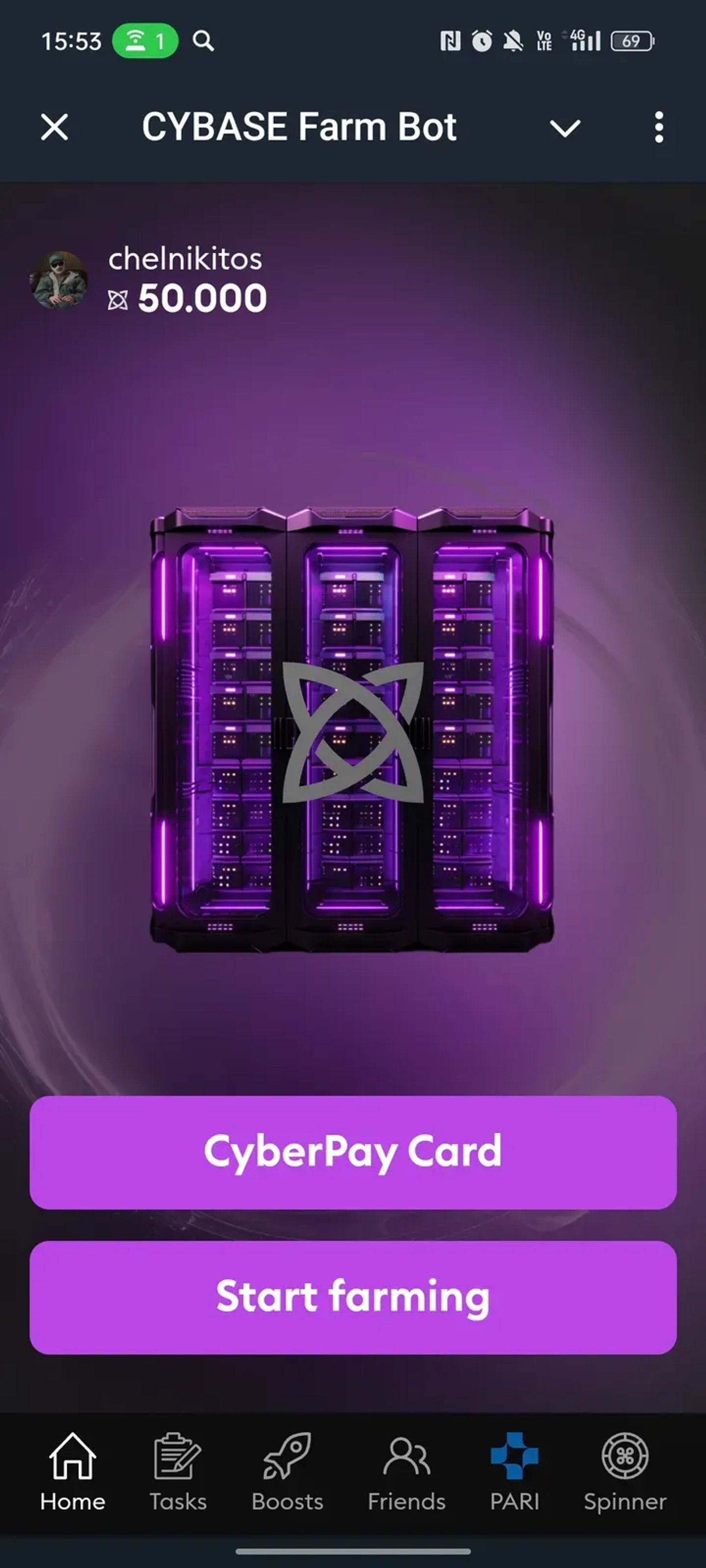 CYBASE Farm Bot Telegram Screenshot 1
