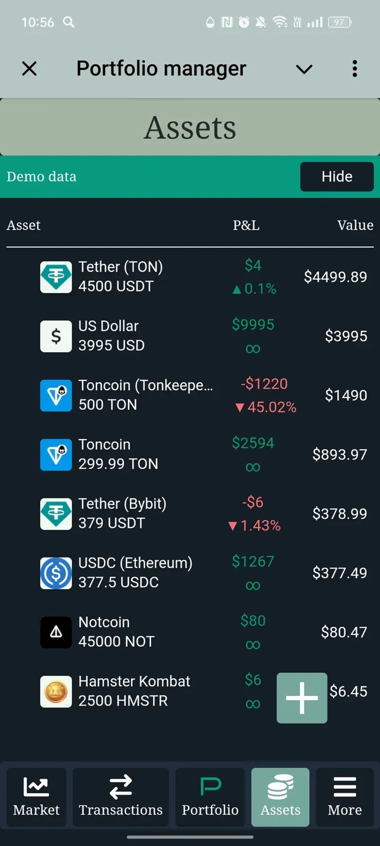 Portfolio manager в Телеграм — скриншот 4