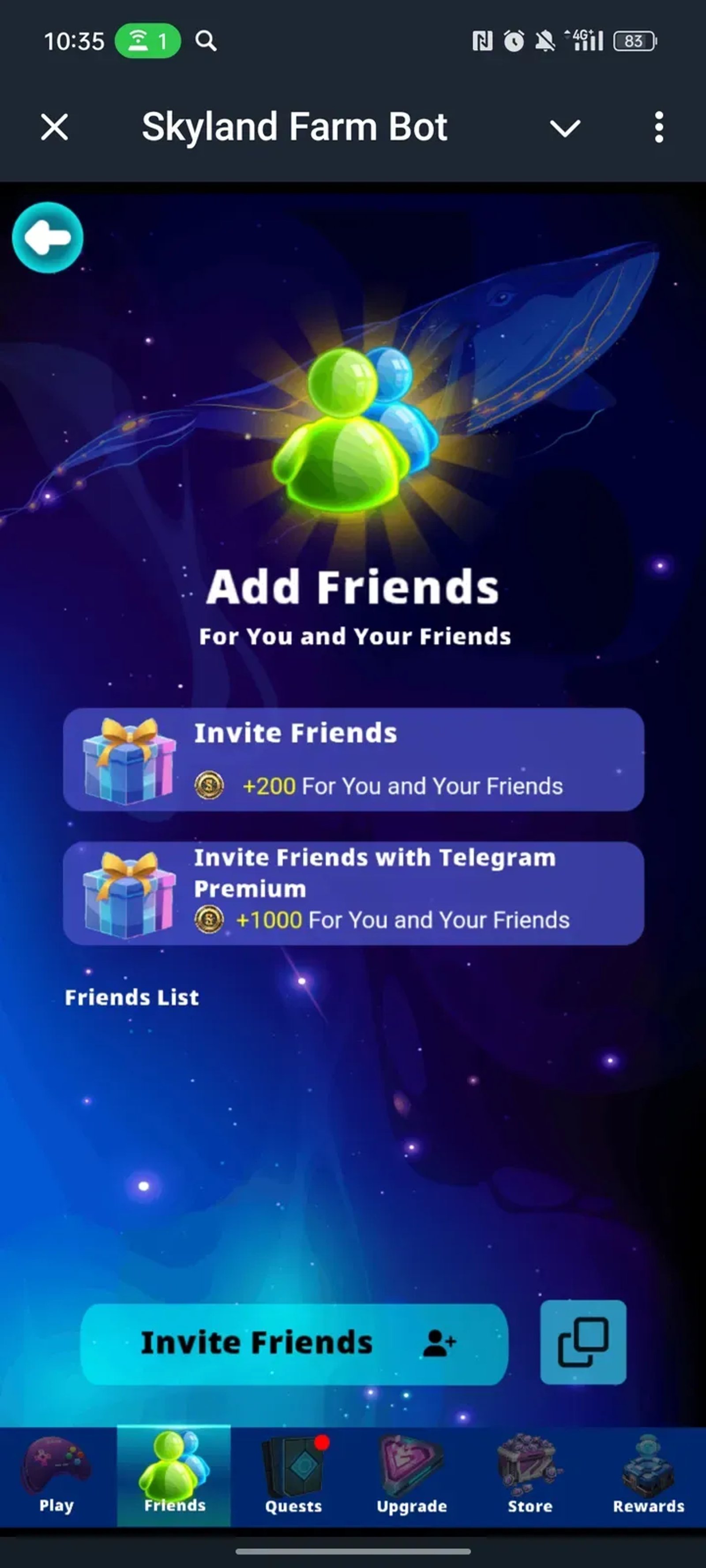 Skyland Farm Bot в Телеграм — скриншот 2