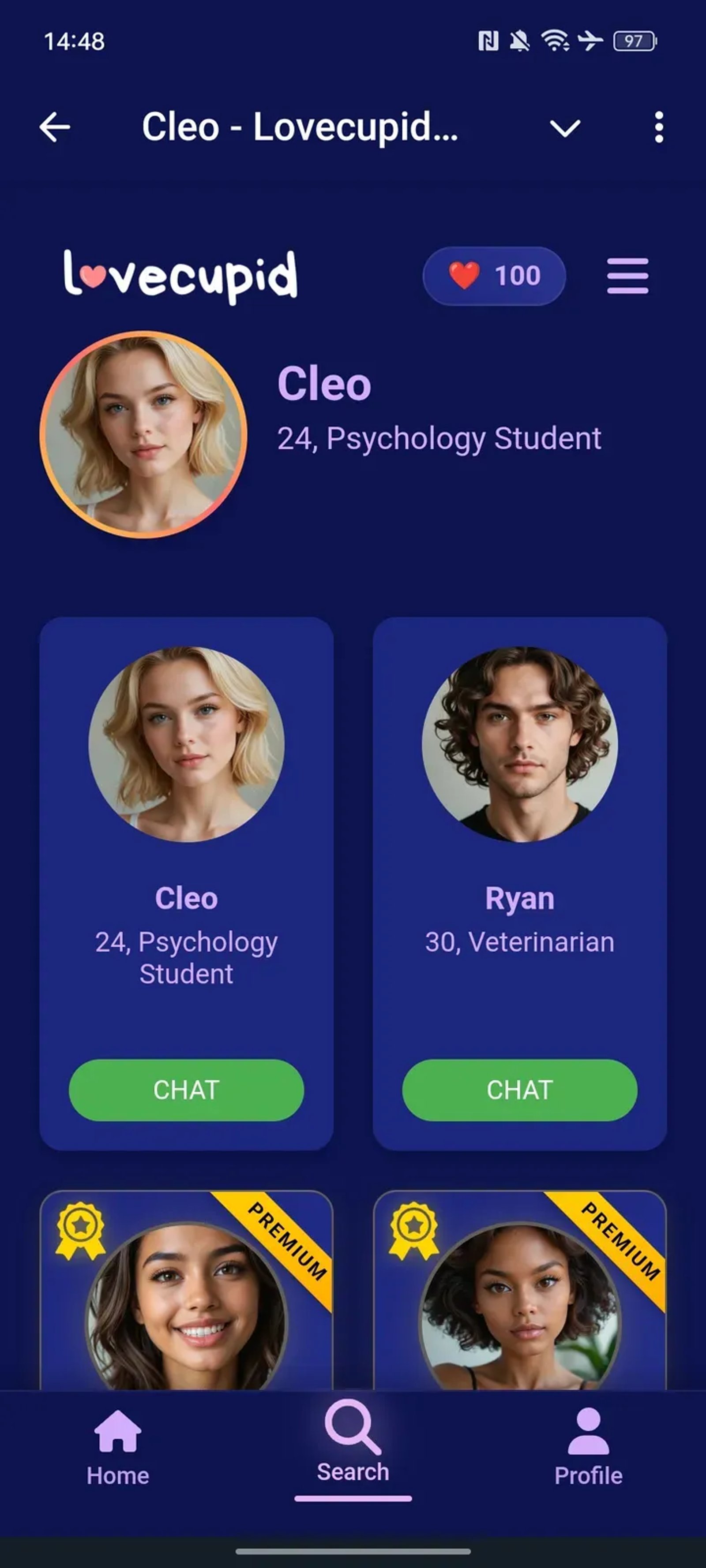 Cleo - Lovecupid AI Dating в Telegram — скриншот 2