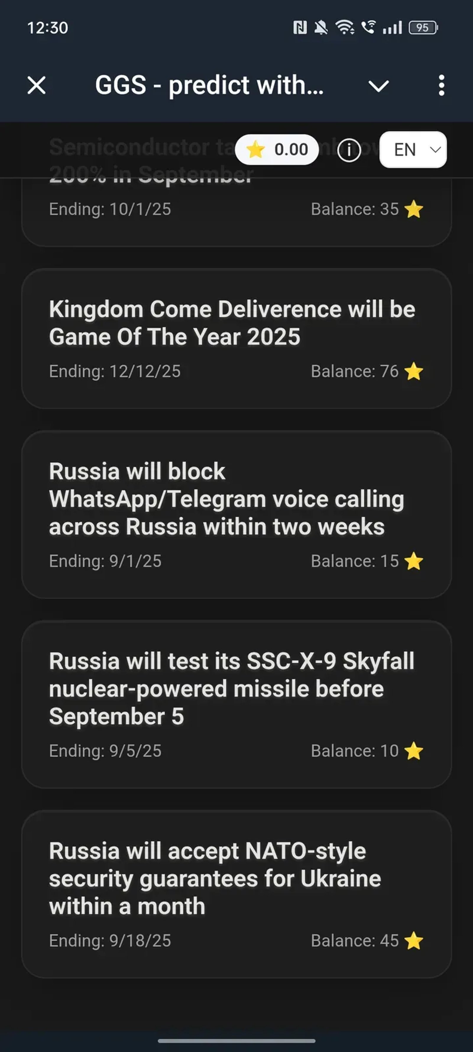 GGS Predictions with stars ⭐ в Телеграм — скриншот 2