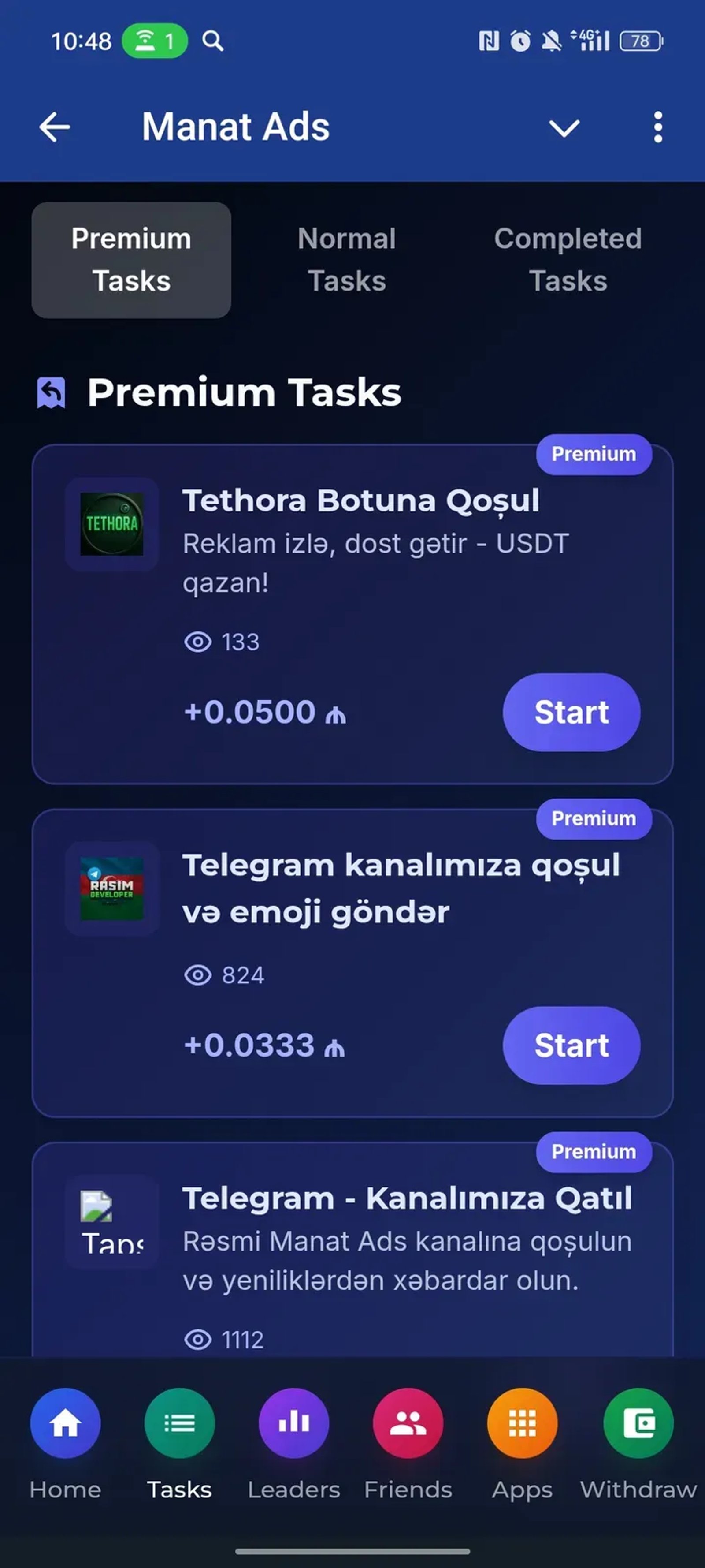 Manat Ads в Телеграм — скриншот 3