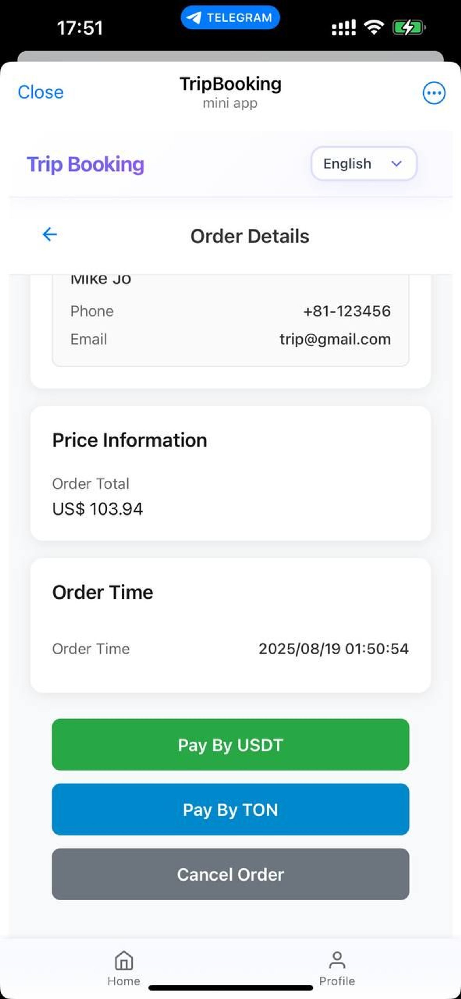 TripBooking в Телеграм — скриншот 2