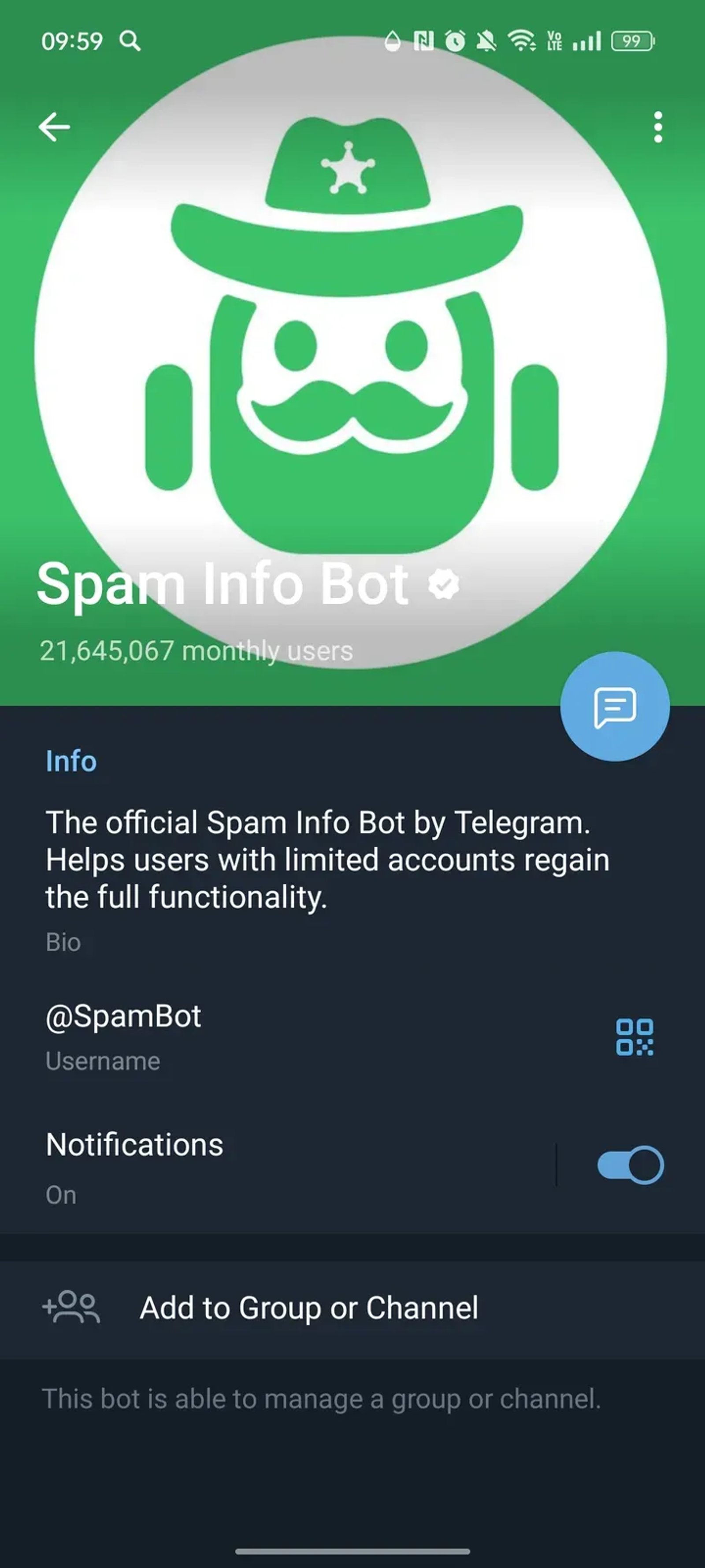Spam Info Bot в Телеграм — скриншот 4