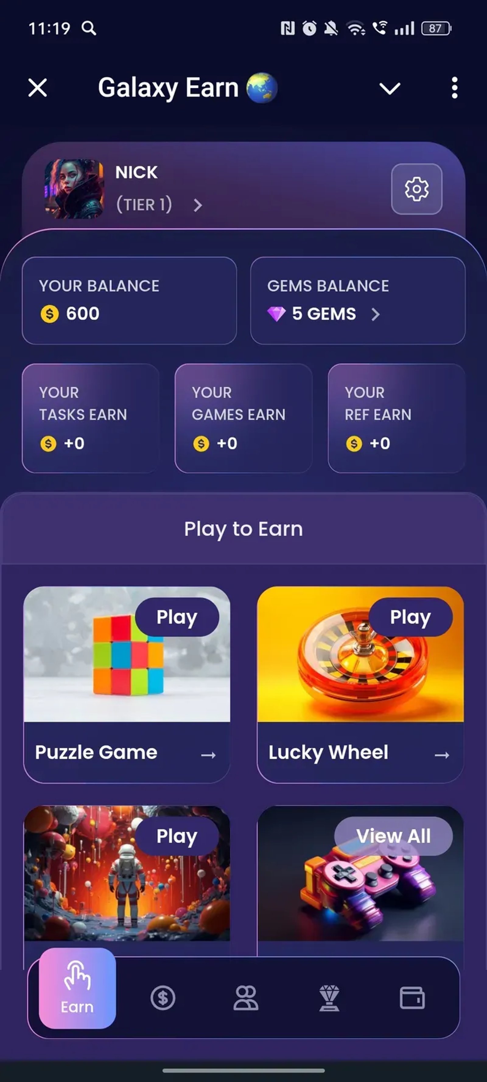 Galaxy Earn 🌏 в Телеграм — скриншот 1