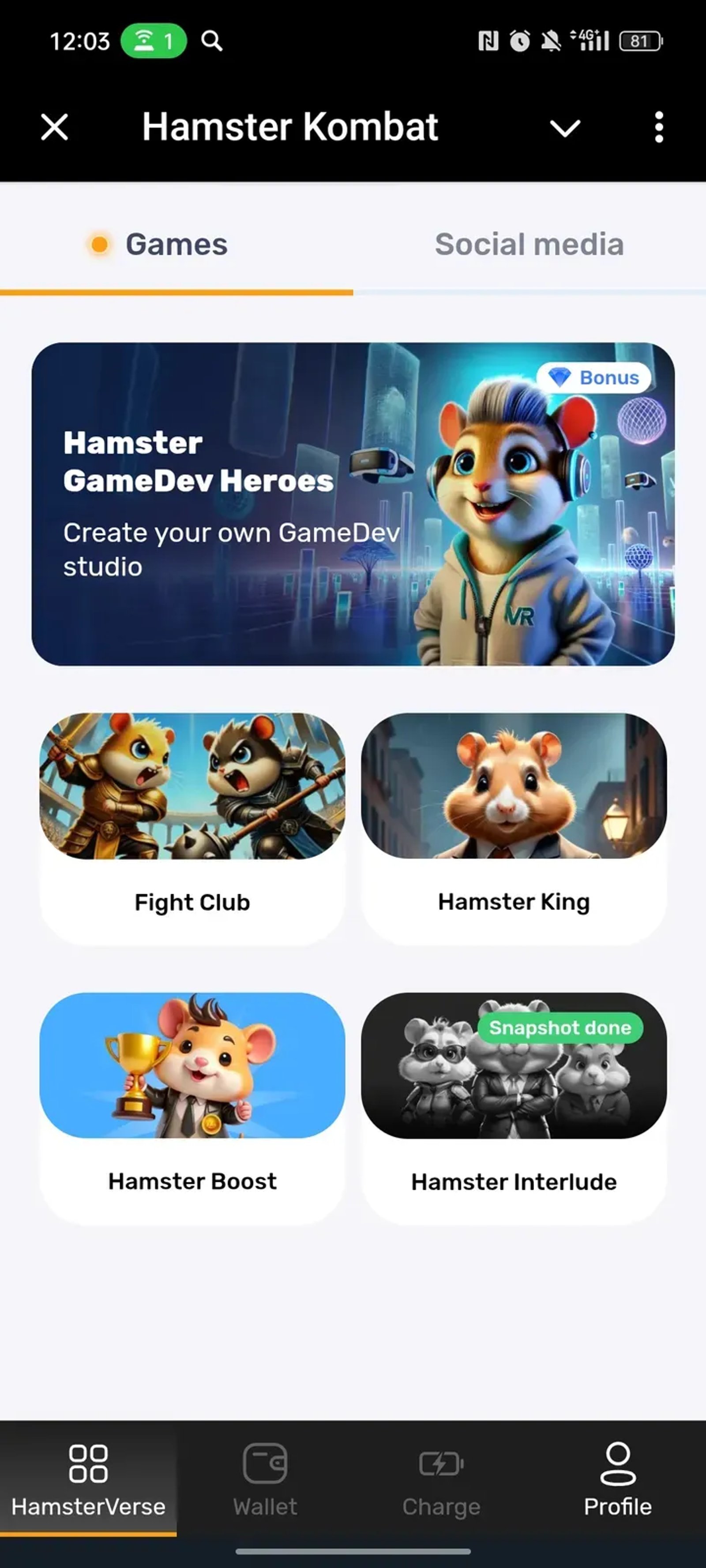 Hamster Kombat в Телеграм — скриншот 1