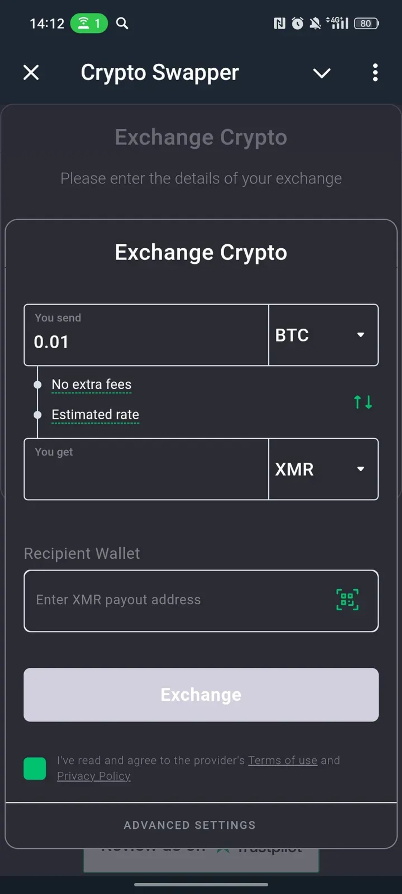 Crypto Swapper в Телеграм — скриншот 4
