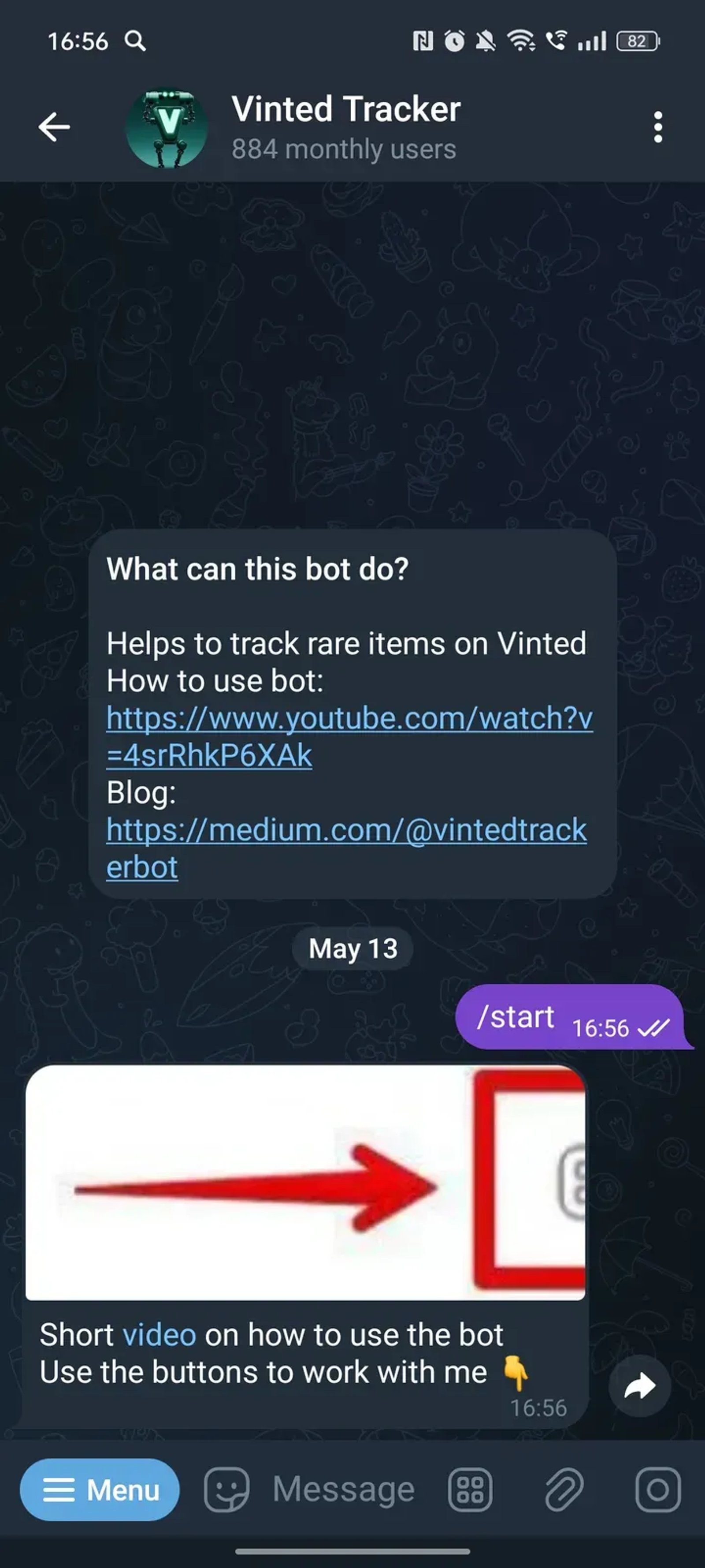 Vinted Tracker в Телеграм — скриншот 2