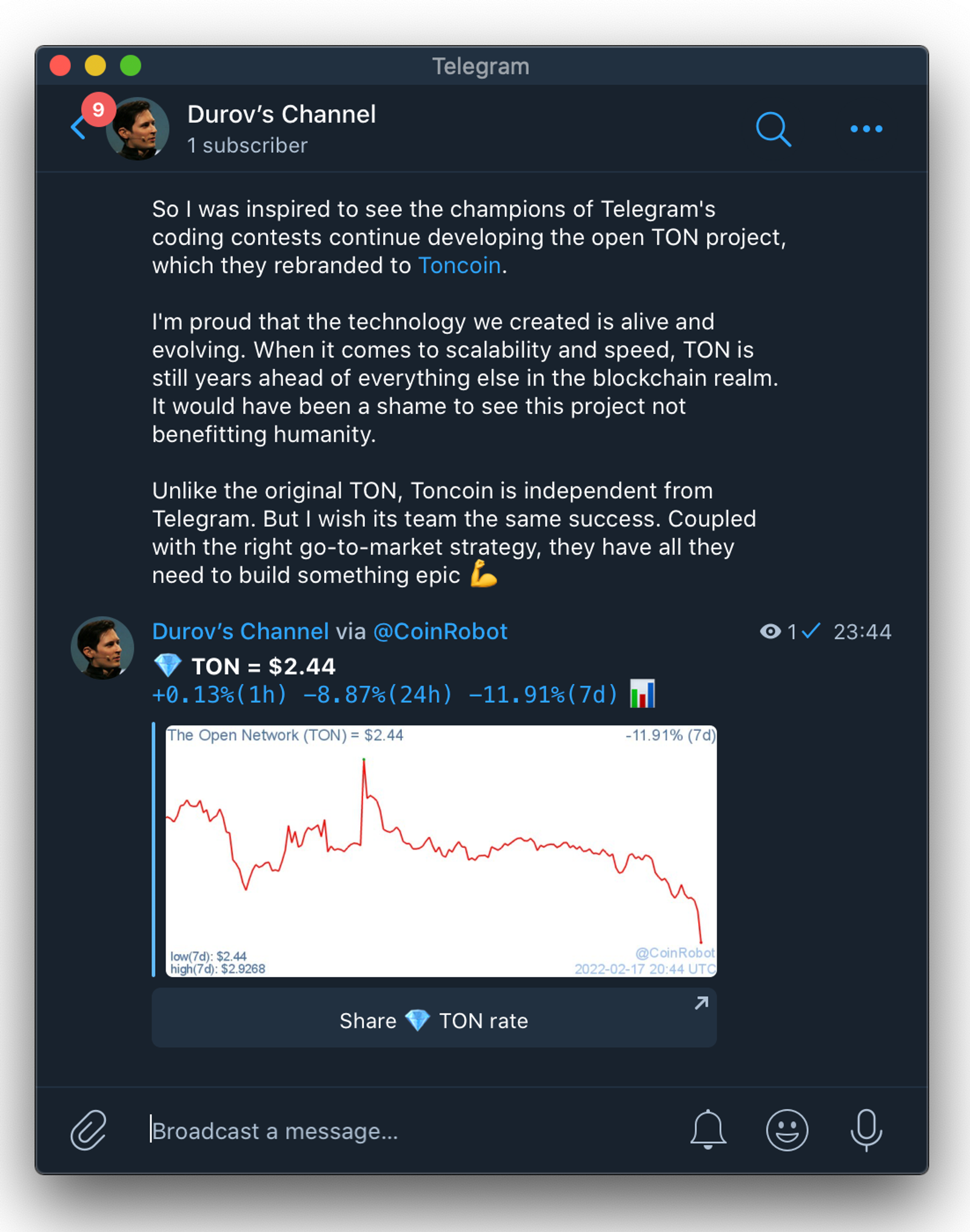 CoinRobot в Телеграм — скриншот 2