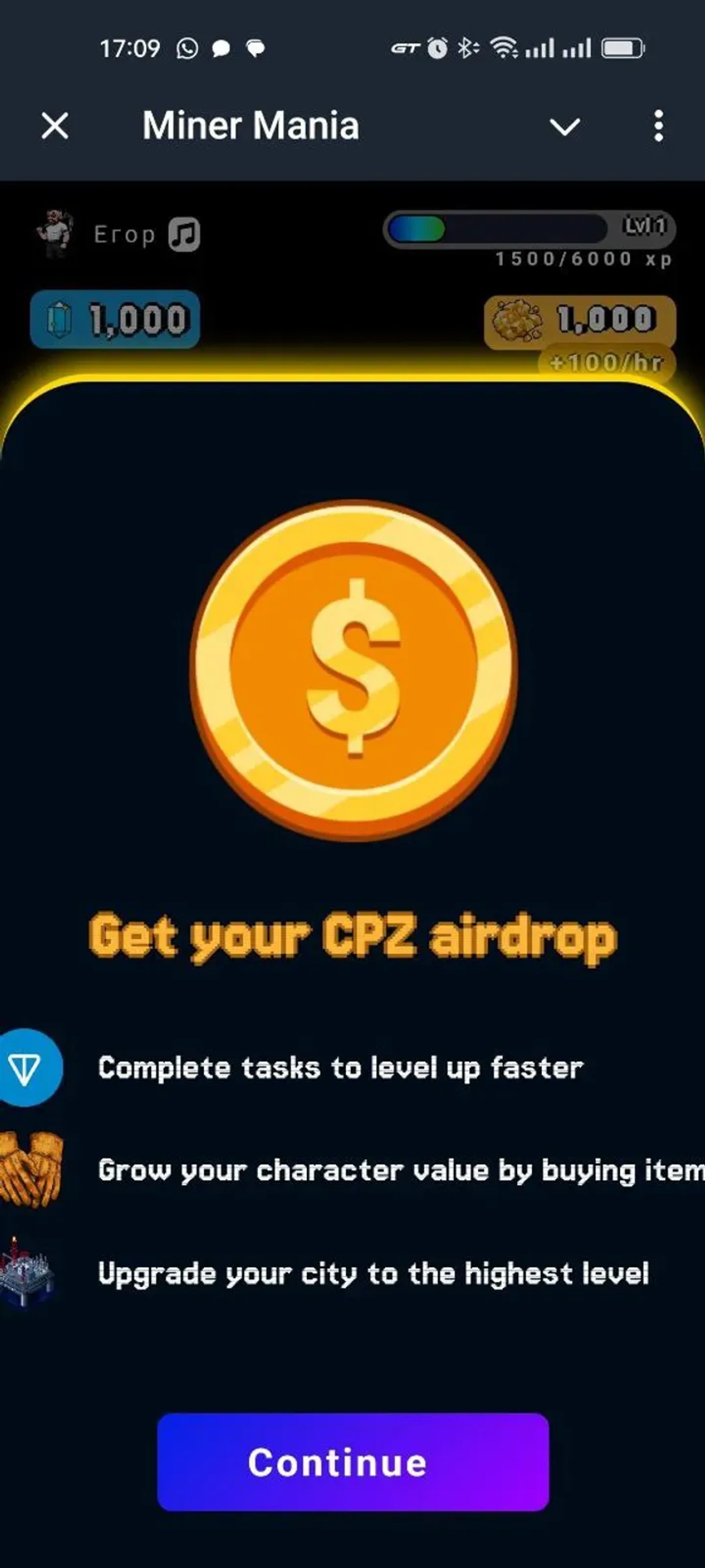 Miner Mania в Телеграм — скриншот 3