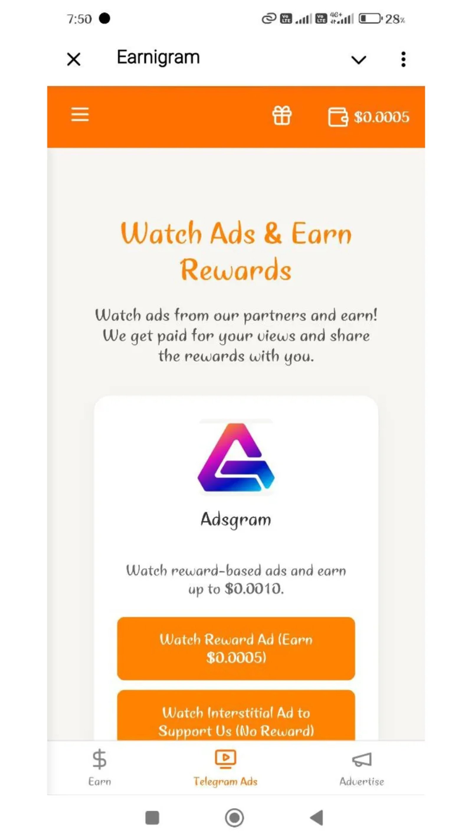 Earnigram Bot Telegram Screenshot 4